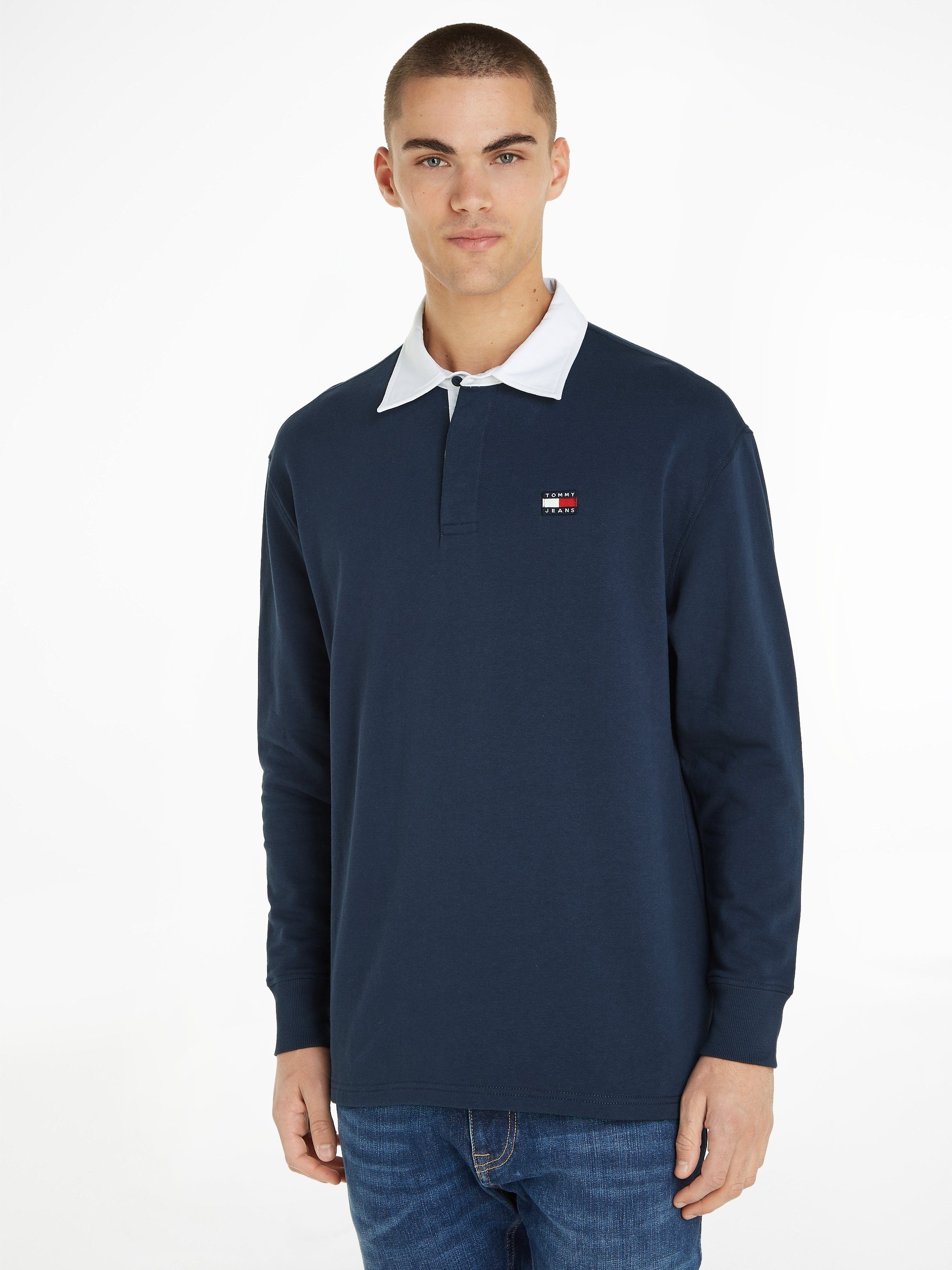 Tommy Jeans Langarm-Poloshirt TJM BADGE RUGBY Twilight Navy