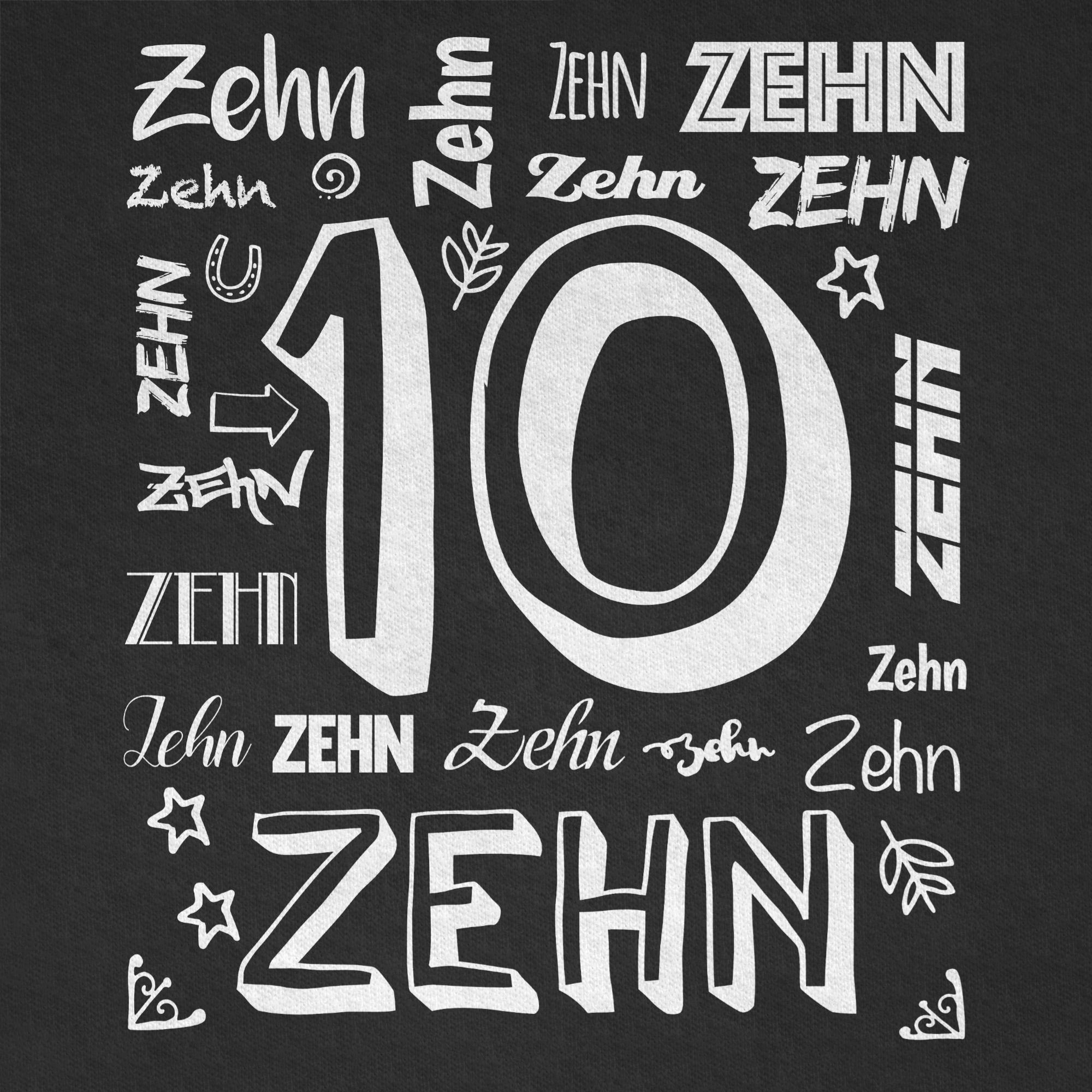 2 10. Zahlen Zehnter T-Shirt Shirtracer Schwarz Geburtstag