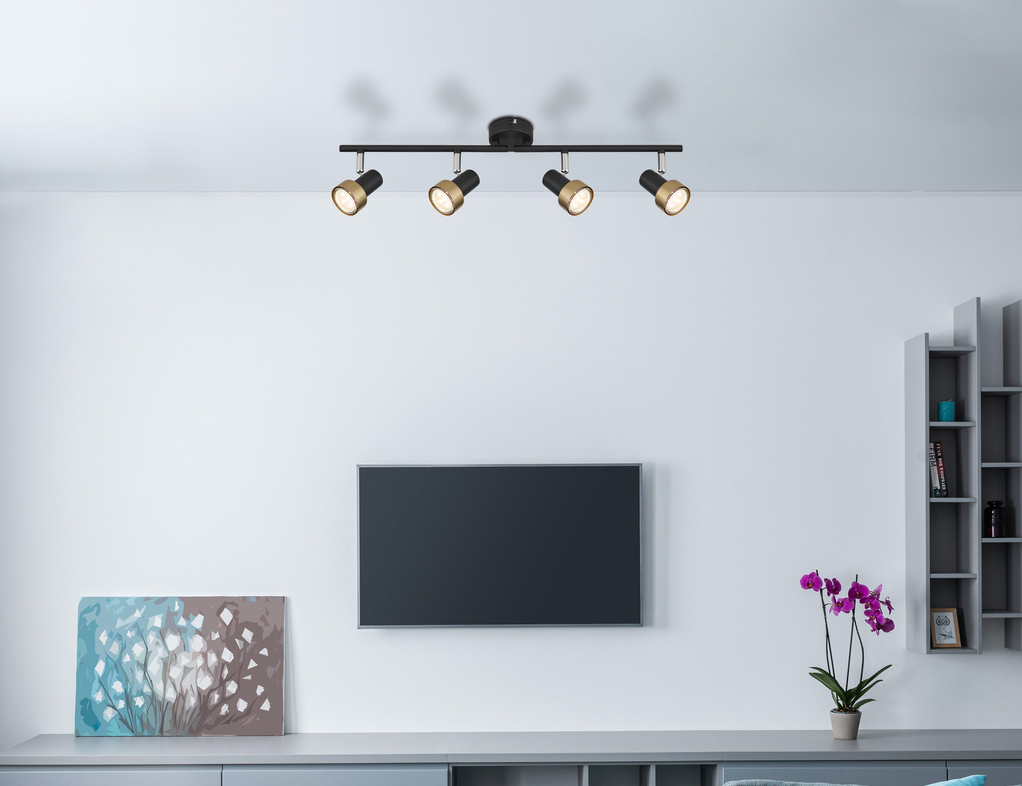 GLOBO LIGHTING Deckenstrahler MASON, ohne Leuchtmittel, Deckenspot/schwarz/antik/goldfarben/Dreh-/Schwenkbar/Flur