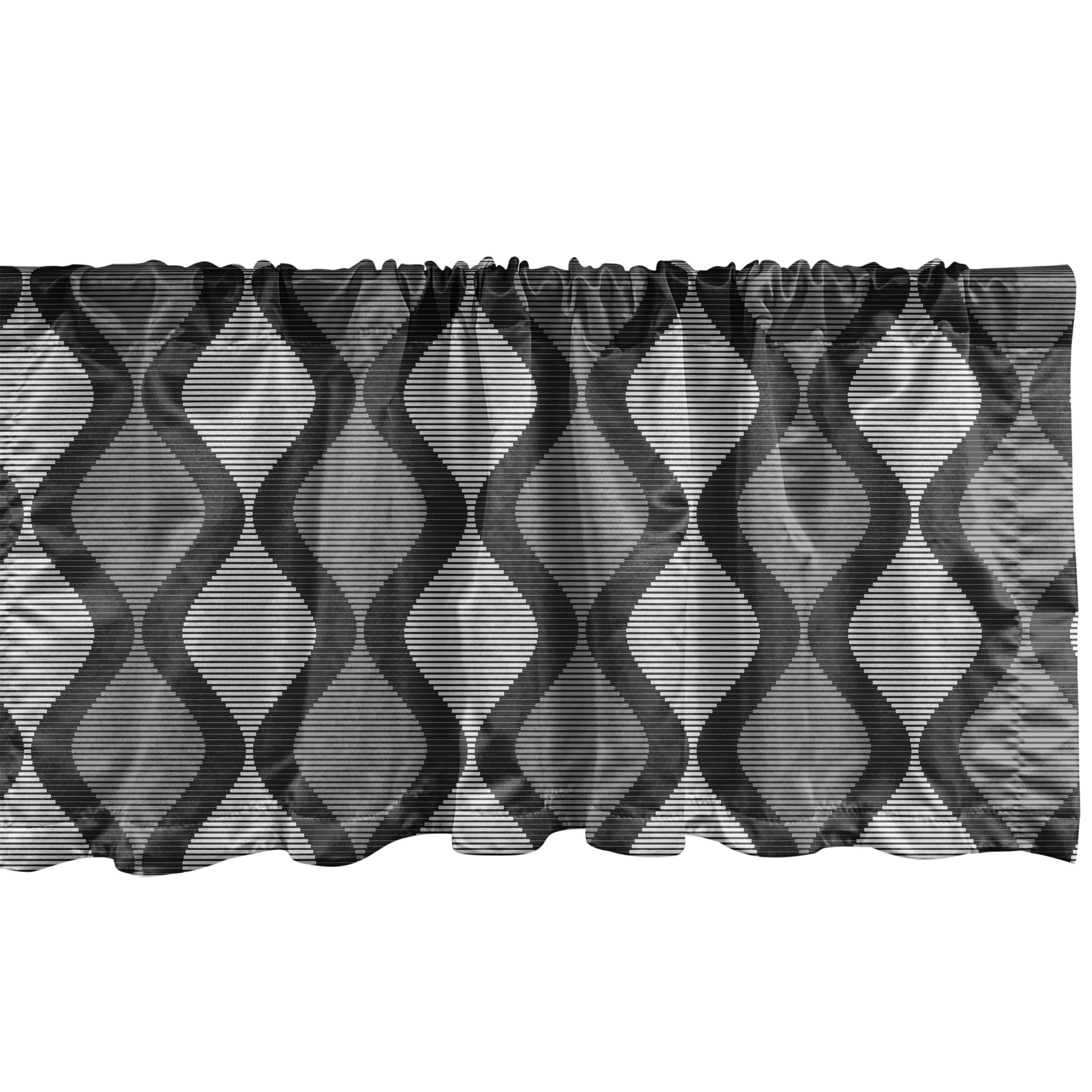 Scheibengardine Vorhang Volant Schlafzimmer Abstrakt Microfaser, Streifen mit Küche Wellenmuster Dekor Abakuhaus, für mit Stangentasche