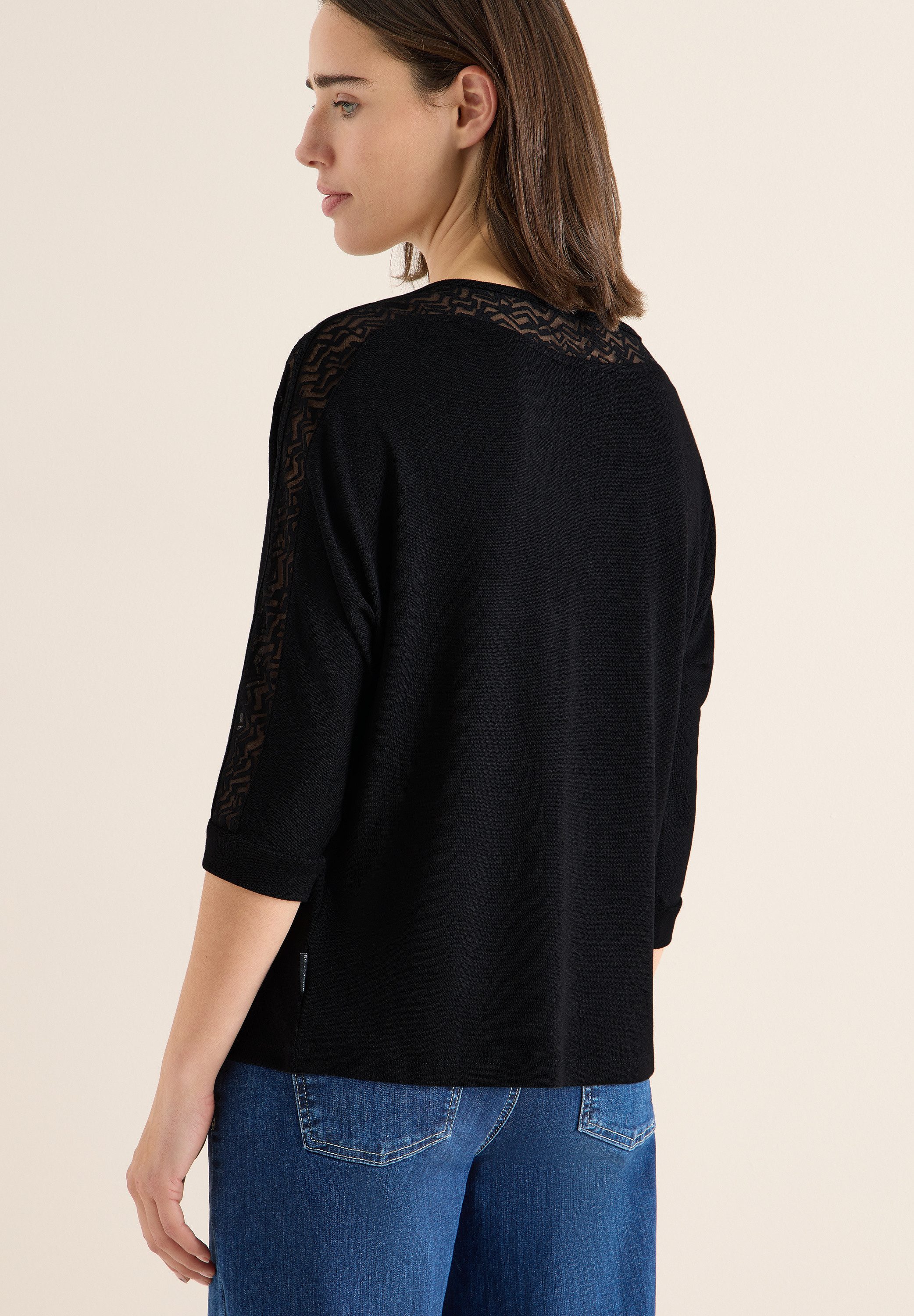 CECIL 3/4-Arm-Shirt mit Mesh-Details günstig online kaufen