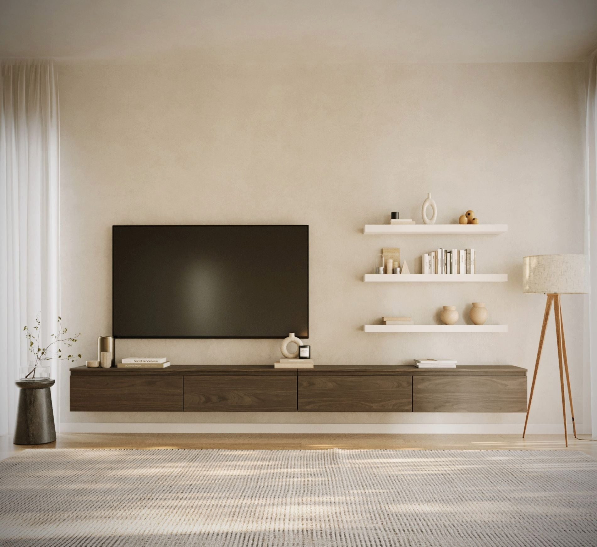 Selsey TV-Schrank BEMMI Hängendes TV-Board mit vier Klappen 300 cm
