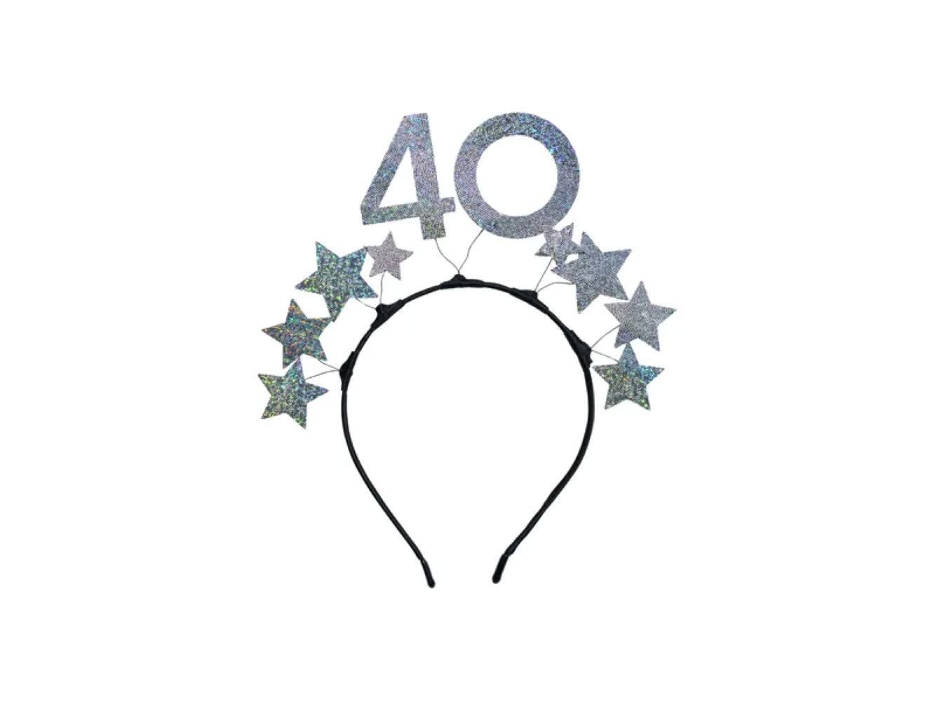 partydeco Kostüm Haarreif mit Sternen #40, Silber