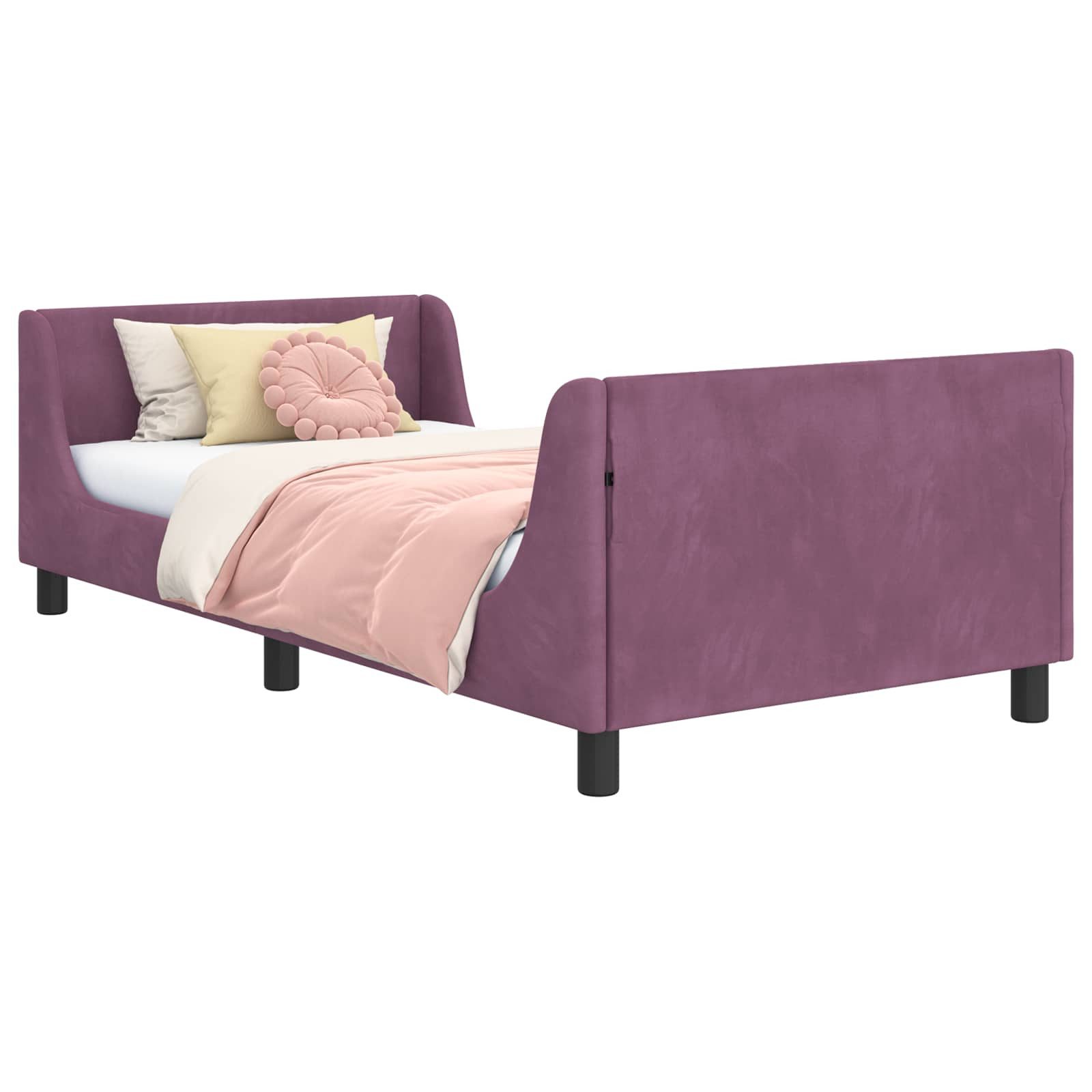 vidaXL Bett Kinderbettgestell mit Kopfteil Lila 80 x 200 cm Samt (1-tlg)