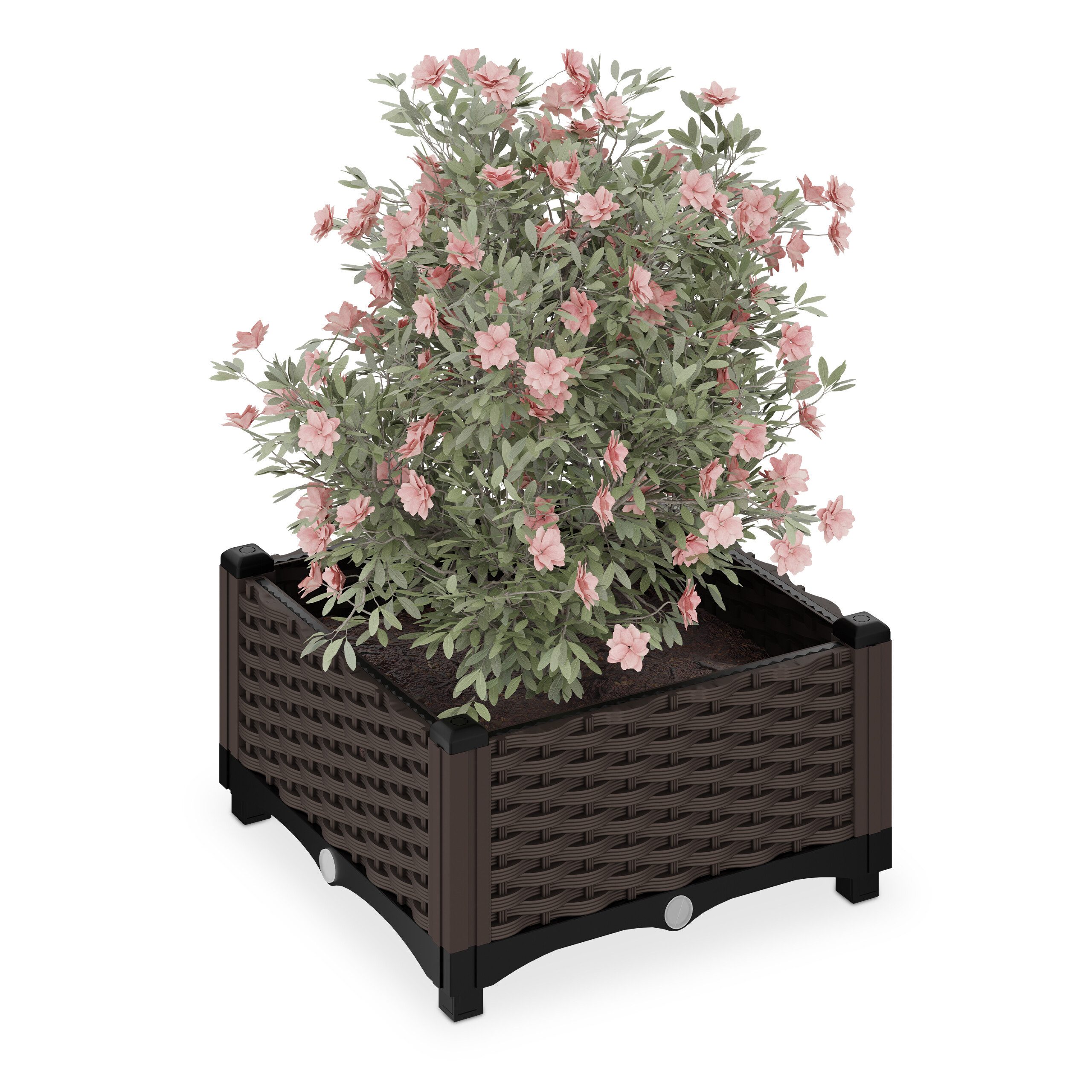 relaxdays Pflanzkübel in Rattan Optik, braun günstig online kaufen