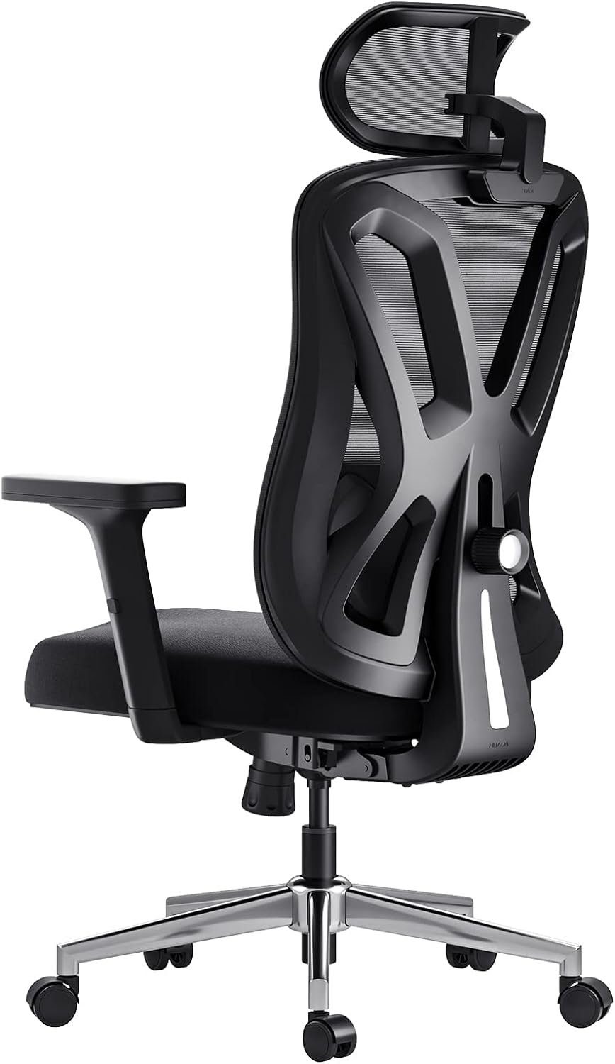 Hbada Bürostuhl (atmungsaktive elastische Sitzkissen, verstellbare Armlehnen und Kopfstützen), Ergonomischer Bürostuhl,Schreibtischstuhl Verstellbarer Lordosenstütze