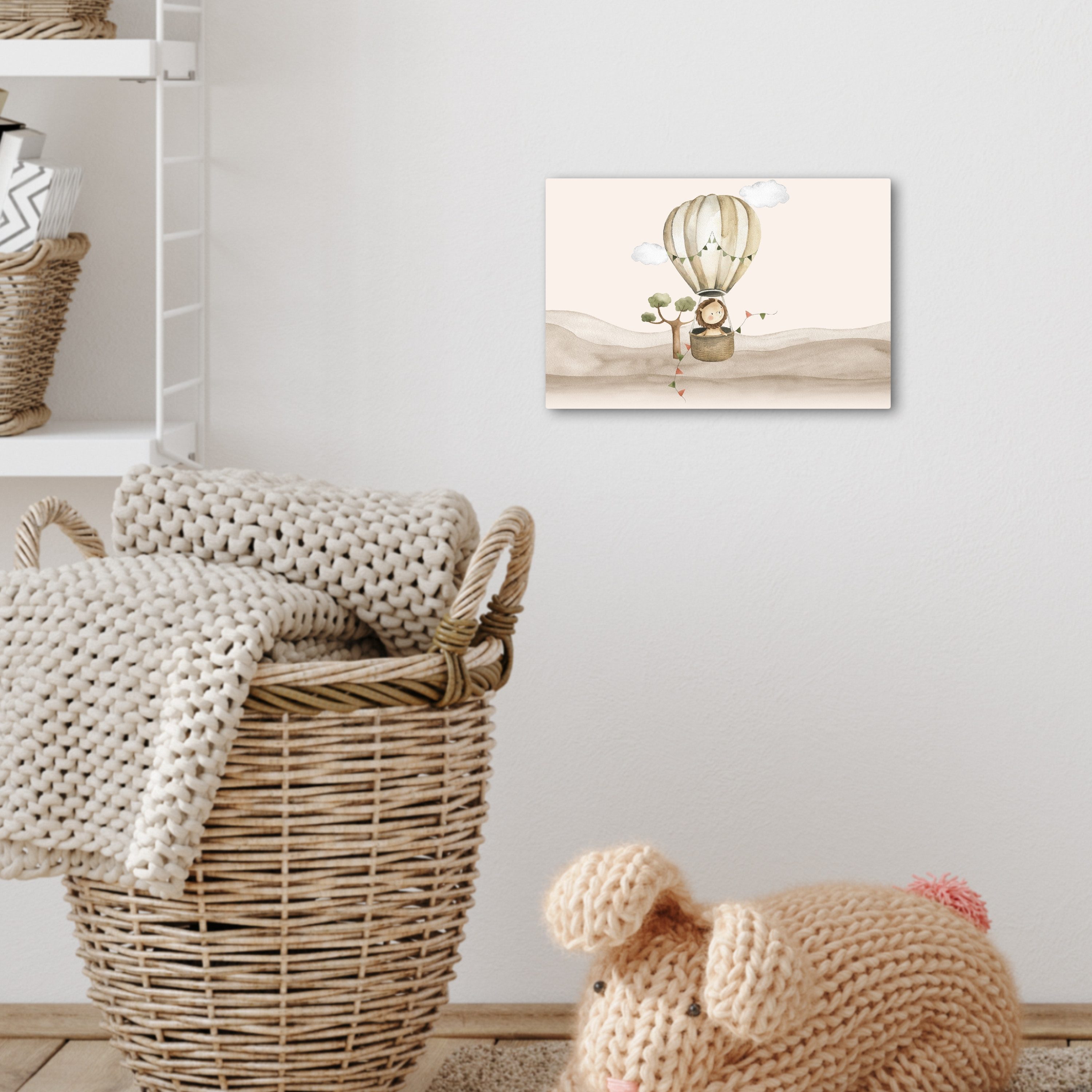 OneMillionCanvasses® Leinwandbild Heißluftballon - Löwe - Aquarell - Safari - Tiere, Fotodruck (1 St), Kinder zimmer Deko, Mädchen und Jungen Bilder 30x20 cm – Bild 5 von 5