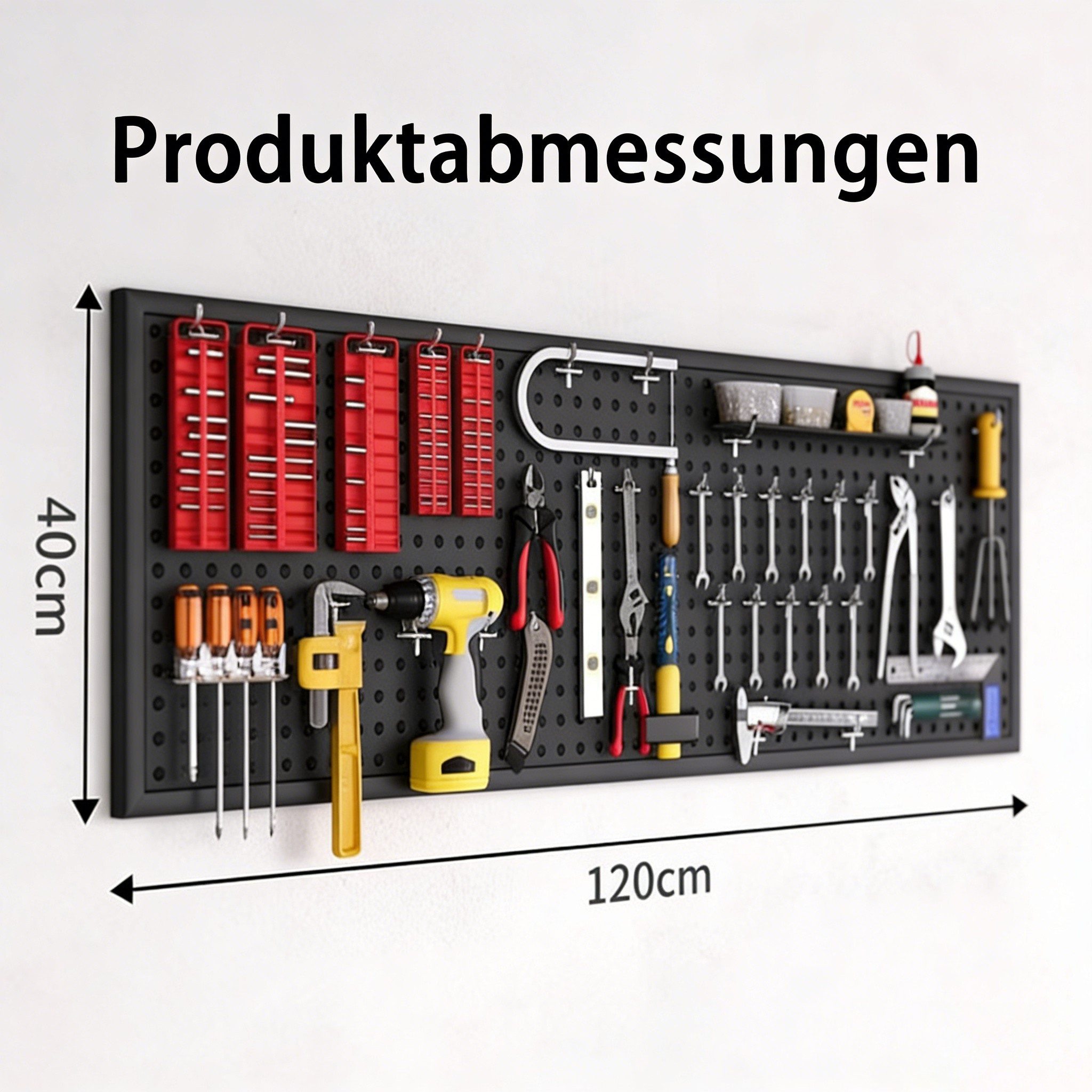 BlingBin Lochwand Werkzeugwand Werkzeug Lochwand aus Metall, mit Metallhaken, 1 Stk., mit 10 Haken, (1er Set, 1-tlg., 1tlg), Werkzeughalter Set Mit Haken, Wandmontiertes Aufbewahrungssystem