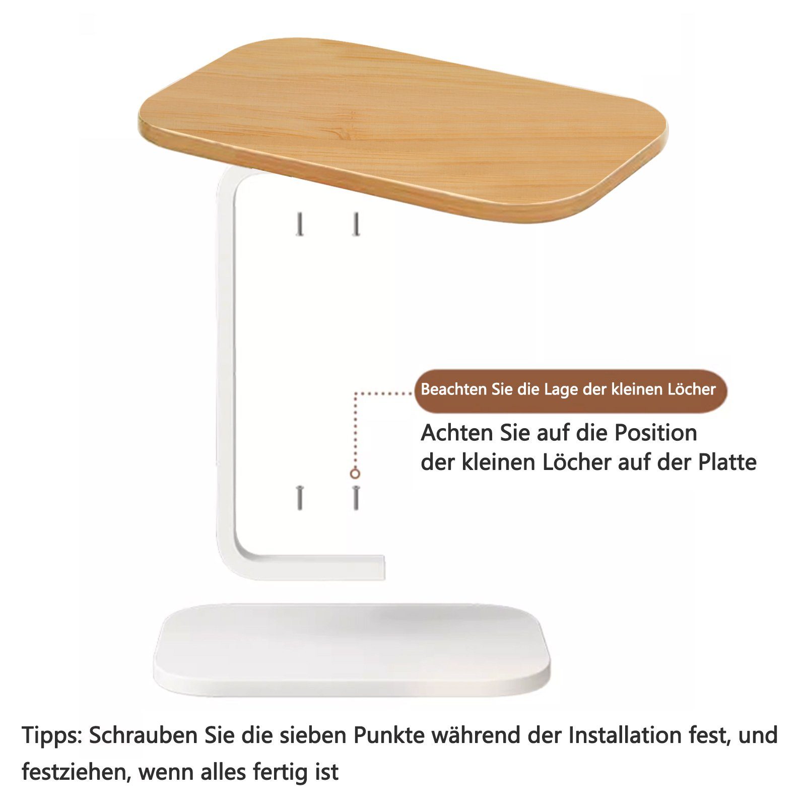 Beistelltisch TWSOUL Betttisch Naturholzfarbe Sofatisch Kaffeetisch Pflegetisch Laptoptisch