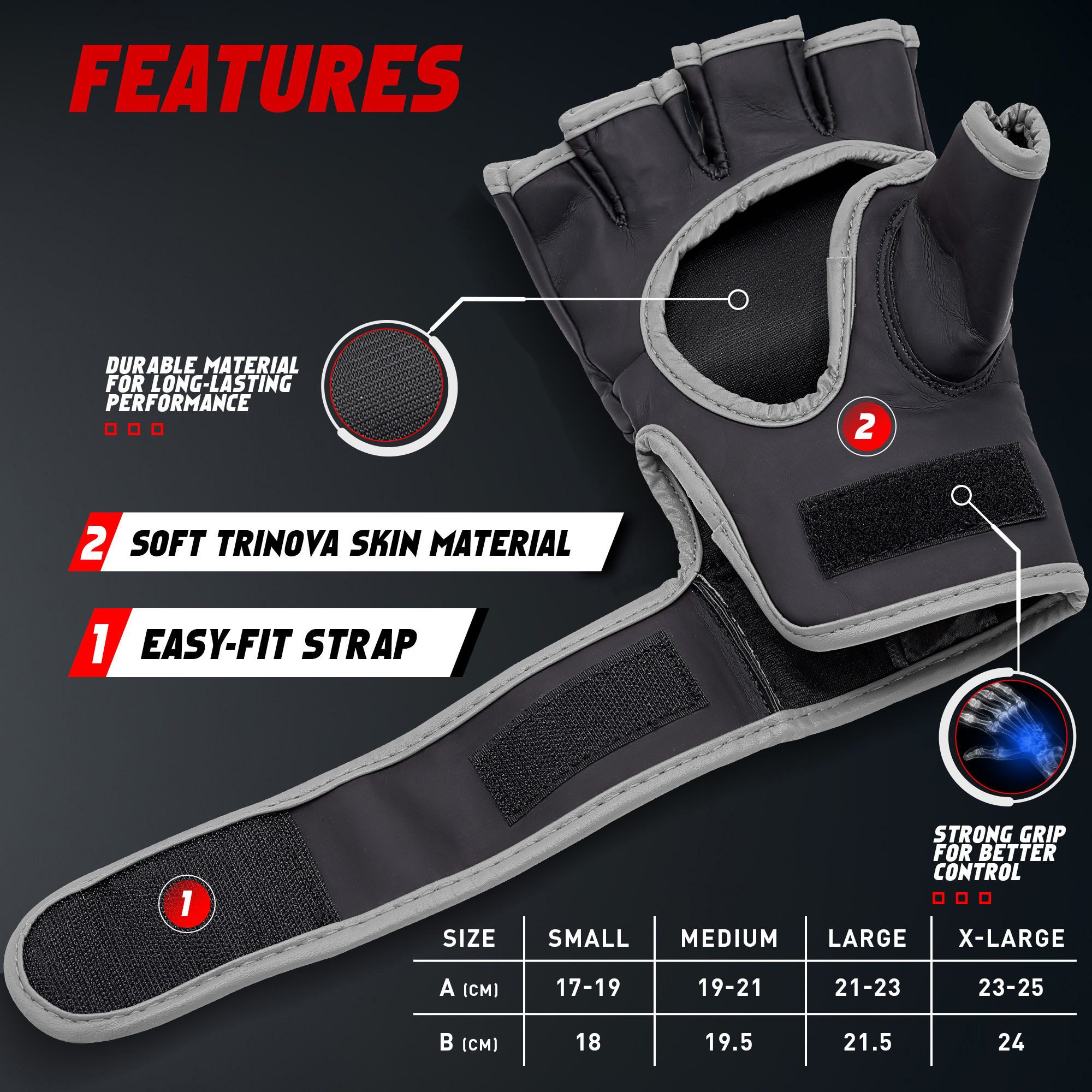 JAG GEARS MMA-Handschuhe MMA-Handschuhe Boxen Kickboxen Grappling und Sparring Handgelenkschutz (Set), Open-Palm MMA Gloves mit High-Density Knöchel- & Handschutz