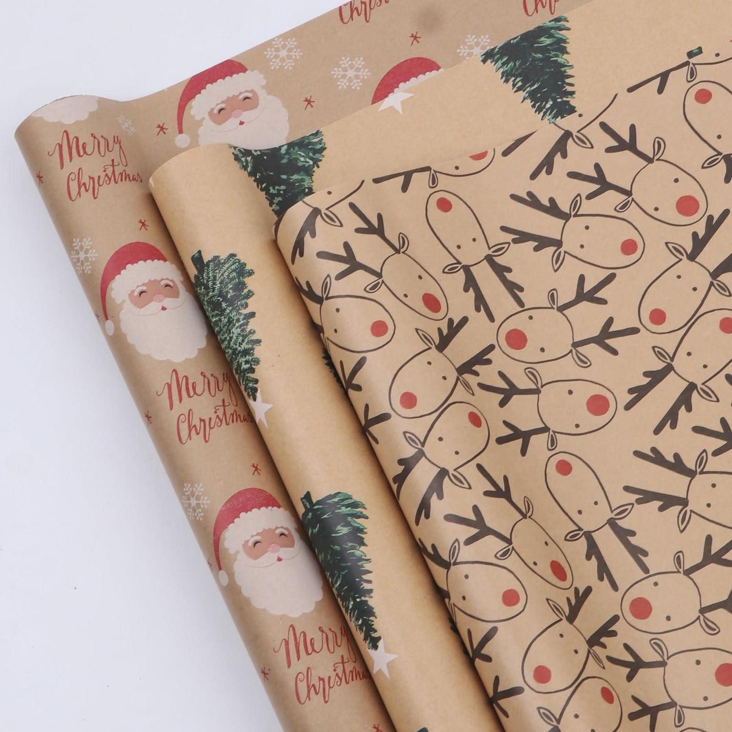 LuxusKollektion Geschenkpapier Geschenkpapier 3 Rollen 43cm x 3m Weihnachten Geburtstag, (3St)