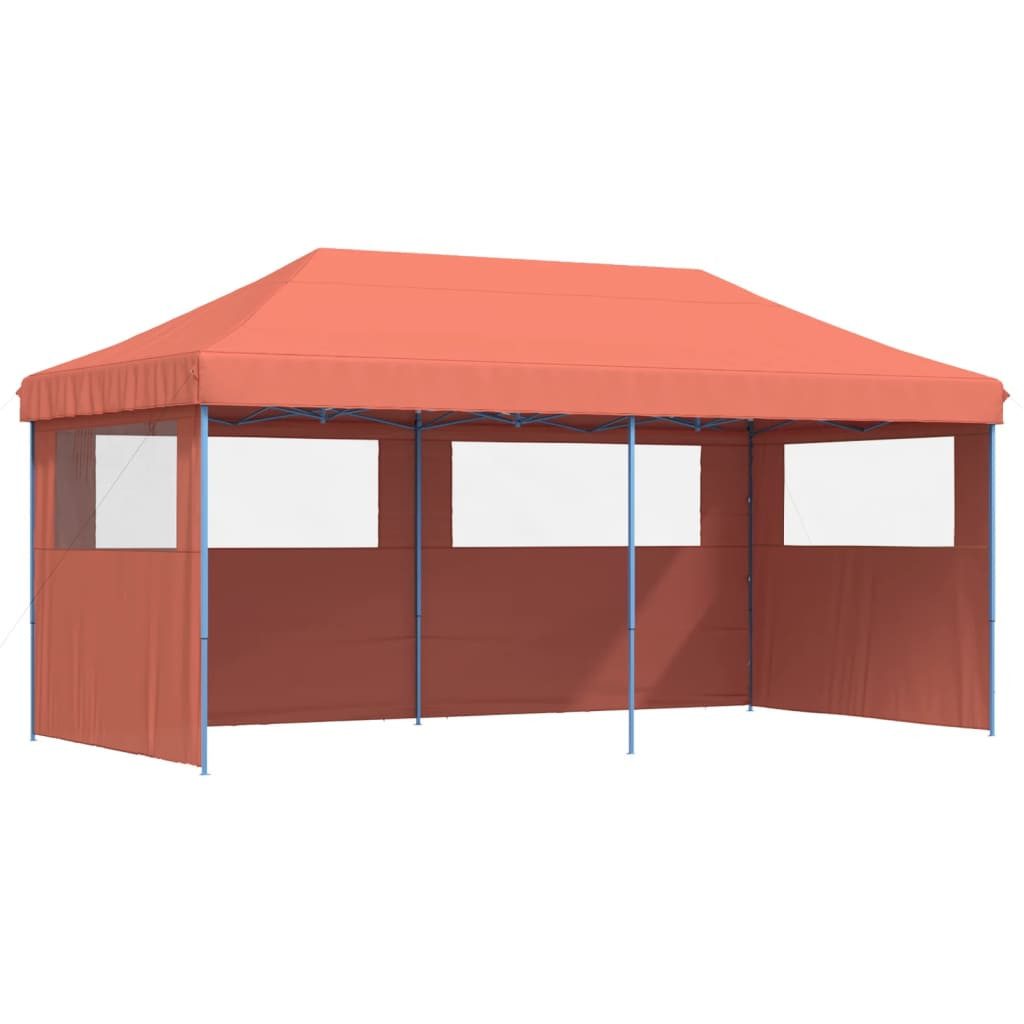 Pavillon Partyzelt Faltbar Pop-Up mit 3 Seitenteilen Terrakotta Pavillon