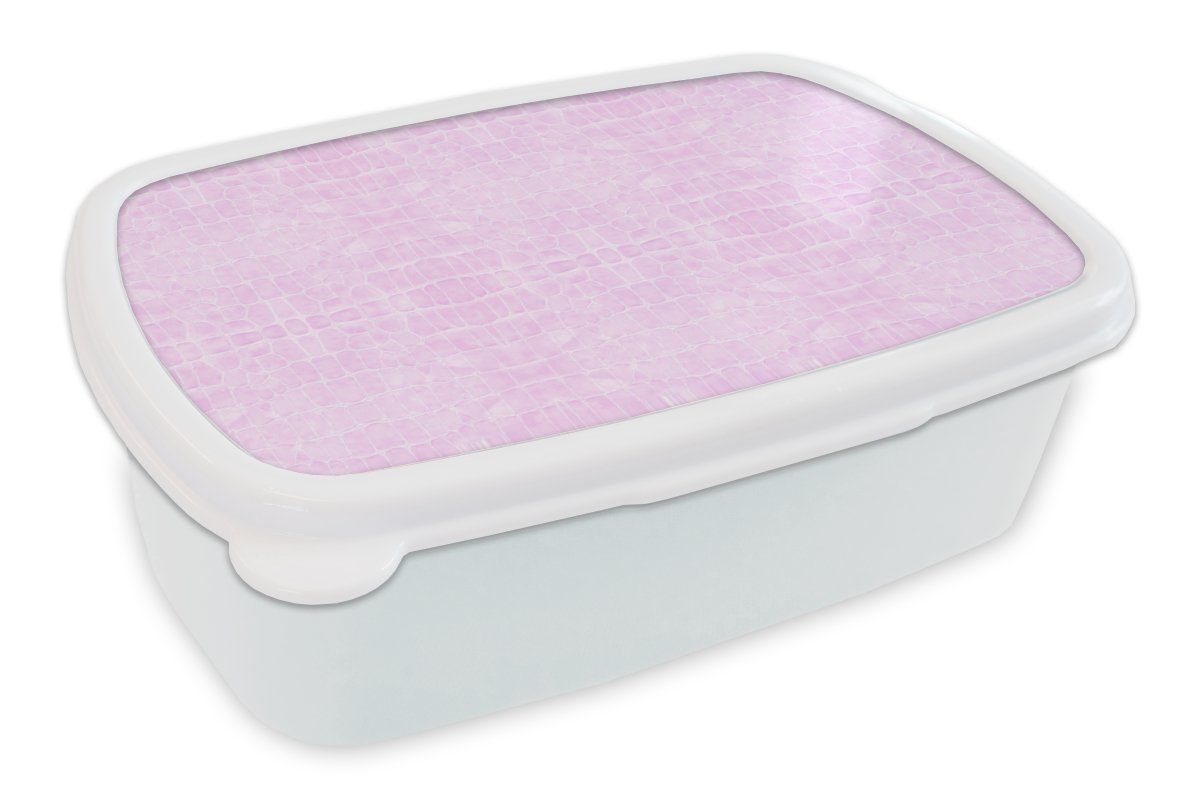 MuchoWow Lunchbox Leder - Textur - Tierhaut, Kunststoff, (2-tlg), Brotbox für Kinder und Erwachsene, Brotdose, für Jungs und Mädchen weiß