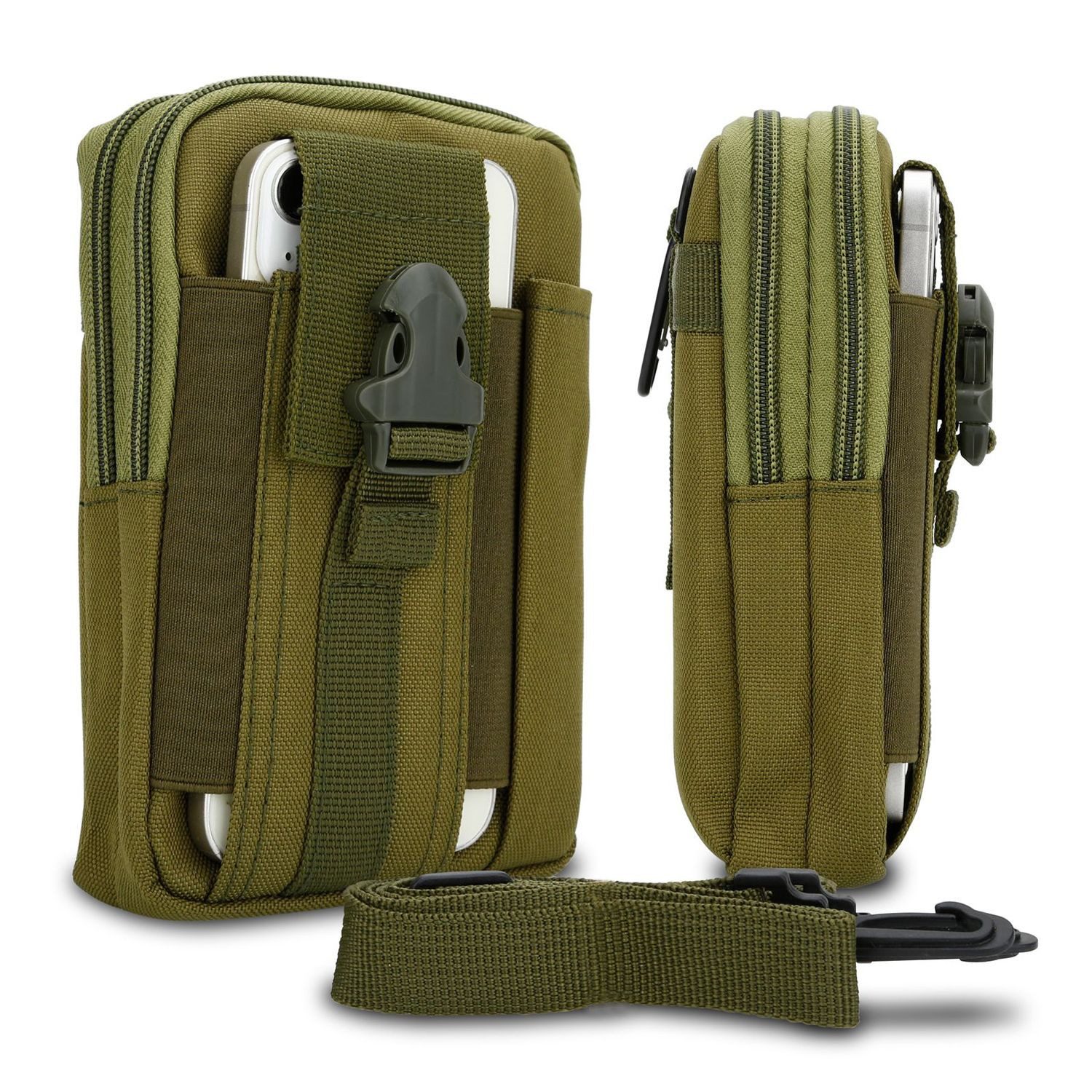 Cadorabo Handytasche für HTC ONE M8 (1-tlg), Hülle mit Schultergurt Handyhalter Militär Gürteltasche Hüfttasche