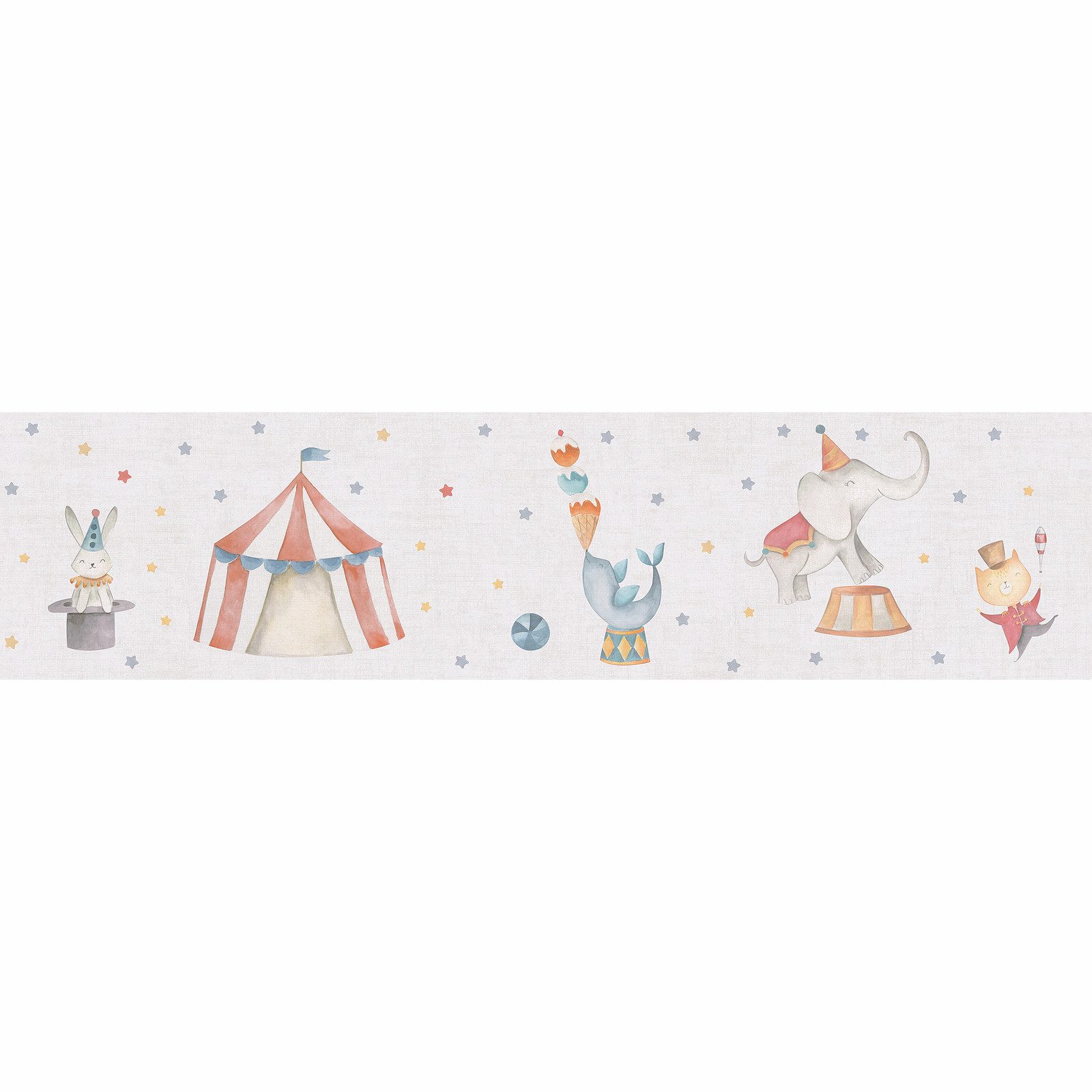 A.S. Création Bordüre Tiere Zirkus Vintage Stil Creme Bunt 77149-1 Lilly + Luis AS Creation