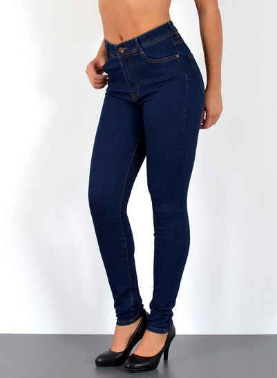 ESRA Skinny-fit-Jeans S800 Damen High Waist Skinny Jeans Hose, bis Übergröße Plussize Große Größe, Enge Damen Jeans-Hose hohe Leibhöhe mit Stretch, Enge Röhrenjeans Hoch Bund Taille Jeans