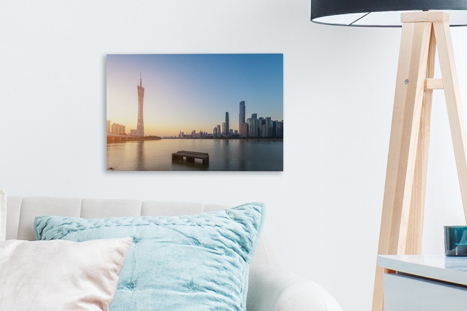 Wandbild 30x20 St), Leinwandbilder, (1 Leinwandbild blauer Wanddeko, Guangzhou, Klarer cm Himmel OneMillionCanvasses® in Aufhängefertig,