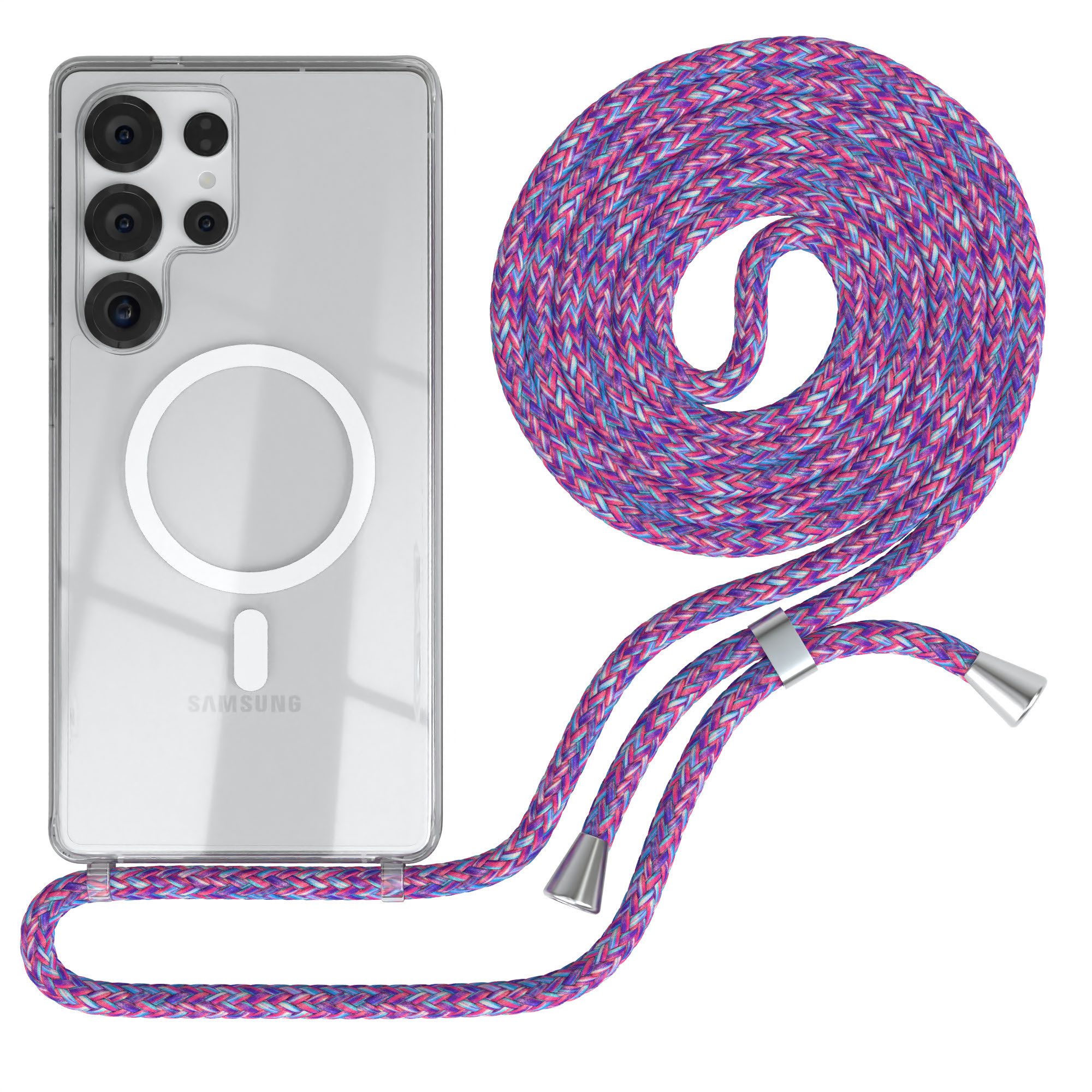 EAZY CASE Handykette mit Magsafe Hülle für Galaxy S25 Ultra 6,9 Zoll, Magsafehülle Kette zum Umhängen mit Umhängeband mit Riemen Unicorn