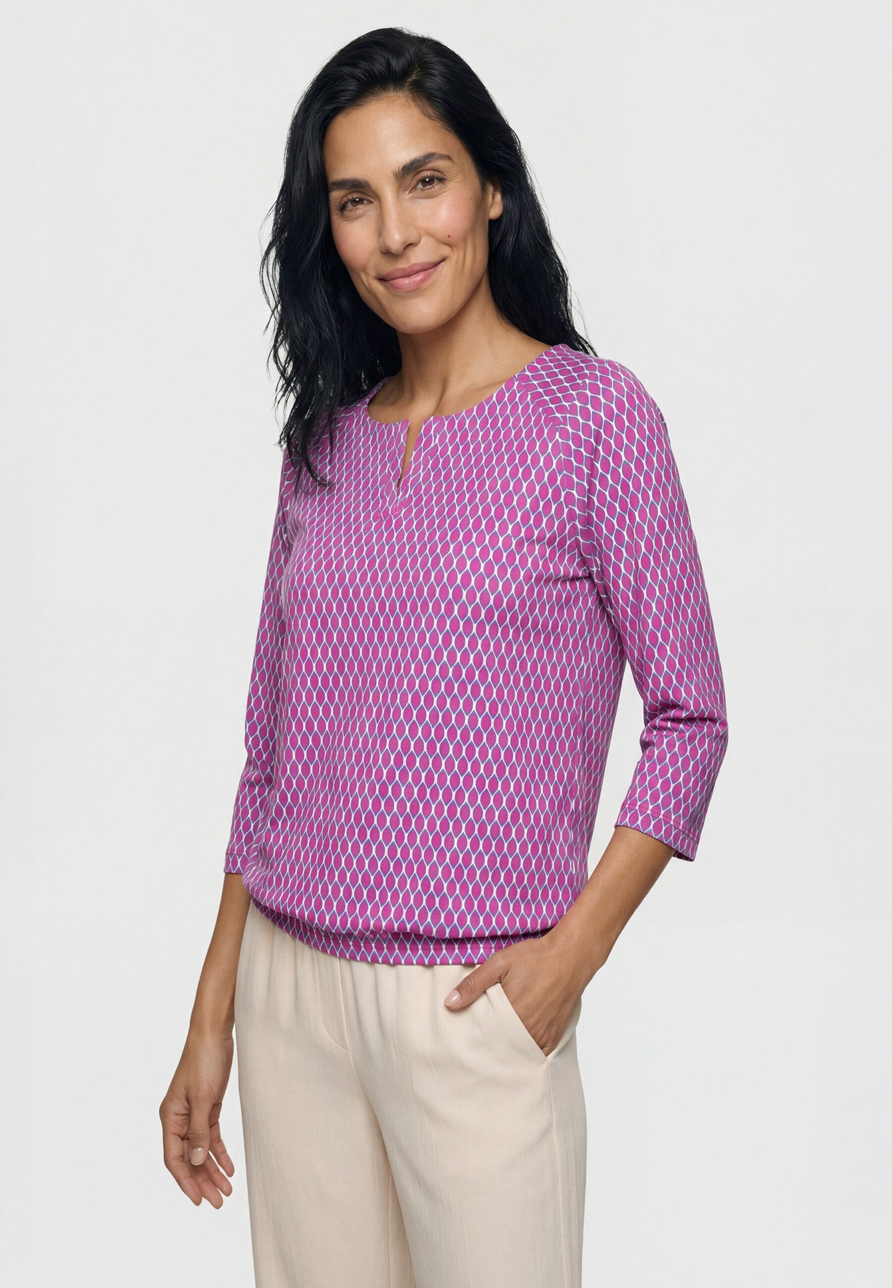 Olsen Tunikashirt Shirt mit femininem Tunika-Ausschnitt