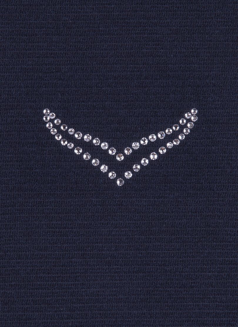 Trigema Sweatshirt TRIGEMA Shirt mit mit kurzen Ärmeln Kristallsteinen navy
