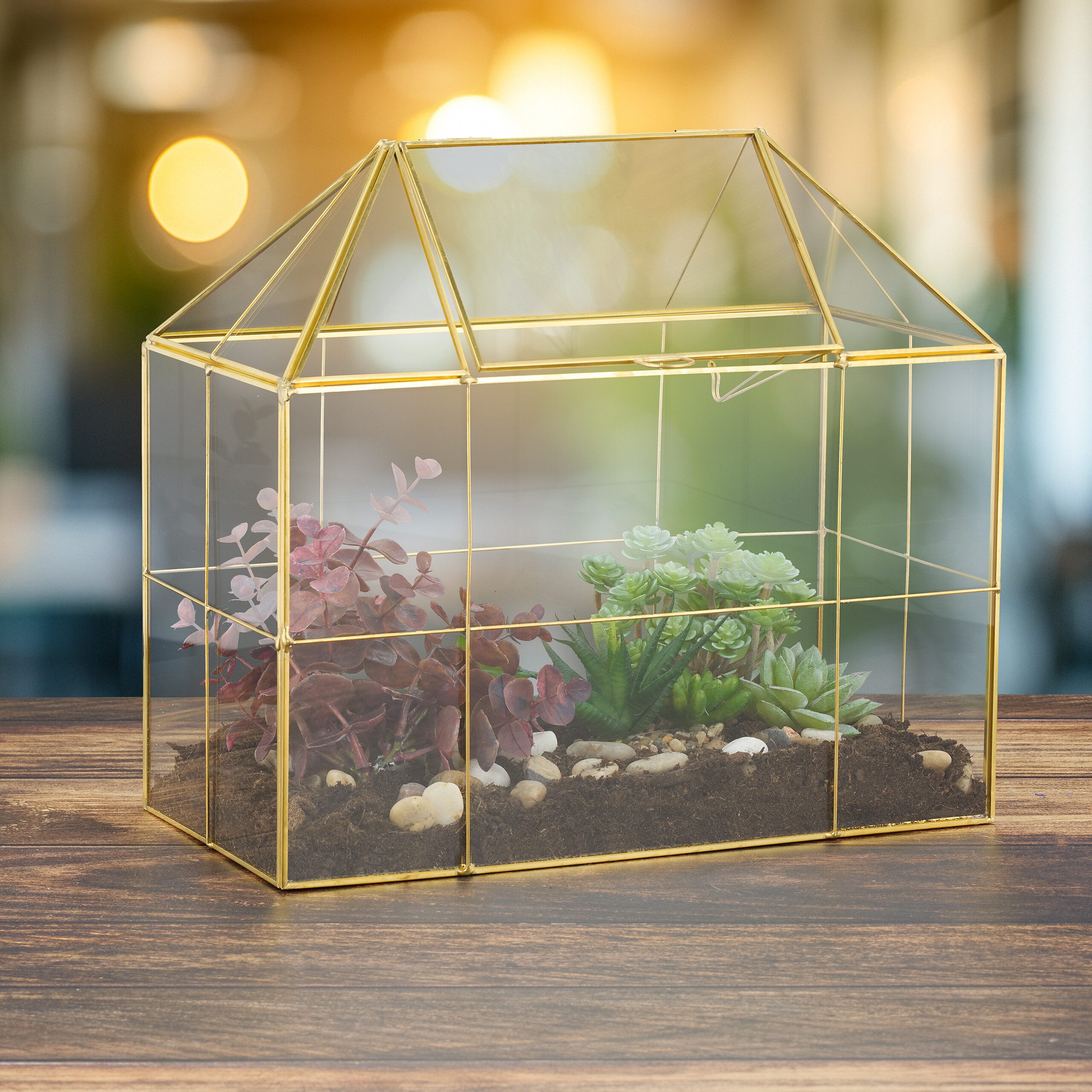relaxdays Gewächshaus Großes Pflanzenterrarium Glas Hausform, BxTxH: 30 x 15 x 27 cm, BxLxH: 30 x 15 x 27 cm, 0.5 mm Wandstärke, 1-St., schwarz – Bild 3 von 5