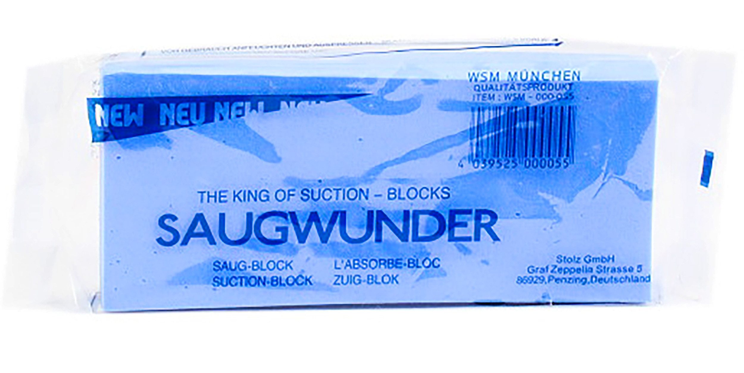 Stolz GmbH Reinigungsschwamm SAUGWUNDER SAUG-BLOCK 10x5cm extra Saugschwamm Schwamm 90 (Blau), Wunderschwamm Saugblock Auto
