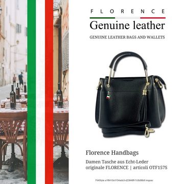 FLORENCE Handtasche Florence Umhängetasche Damen Handtasche (Umhängetasche), Damen Leder Umhängetasche, Handtasche, schwarz ca. 30cm