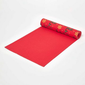 Homescapes Tischläufer Weihnachtstischläufer Rentier, rot, 35 x 180 cm