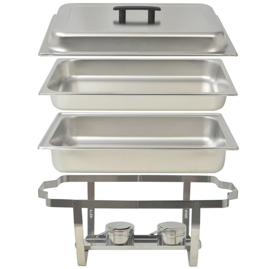 vidaXL Speisenwärmer Chafing Dish Set 3-tlg Edelstahl Buffet Behälter Warmhalte Stövchen