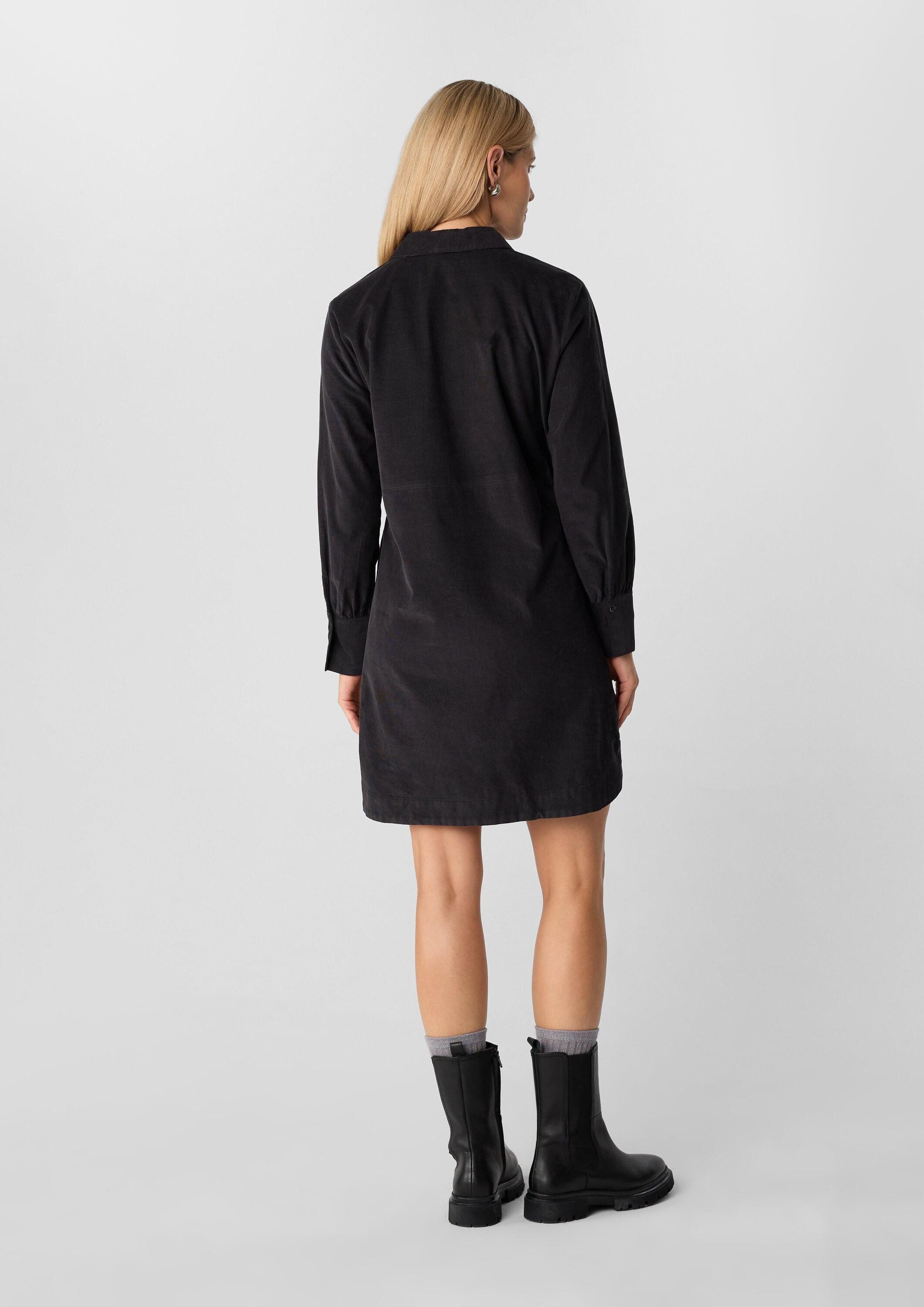 comma Minikleid Kleid Hemdblusenkleid aus Feincord