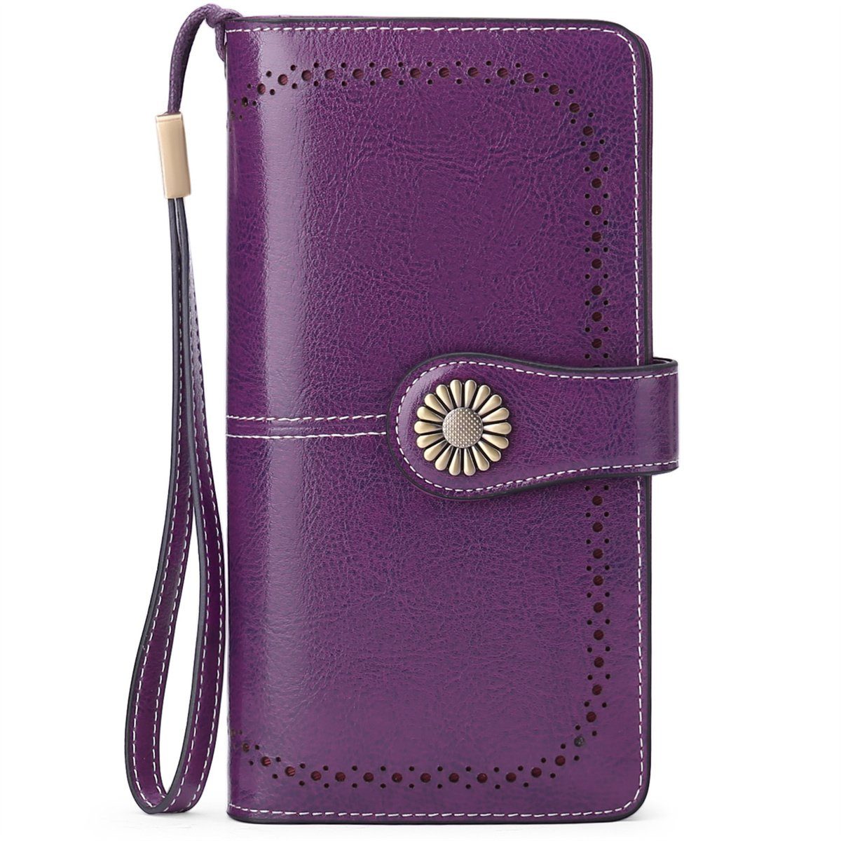 carefully selected Brieftasche Echtleder-Geldbörse mit RFID-Schutz und mehreren Kartenfächern Soße lila