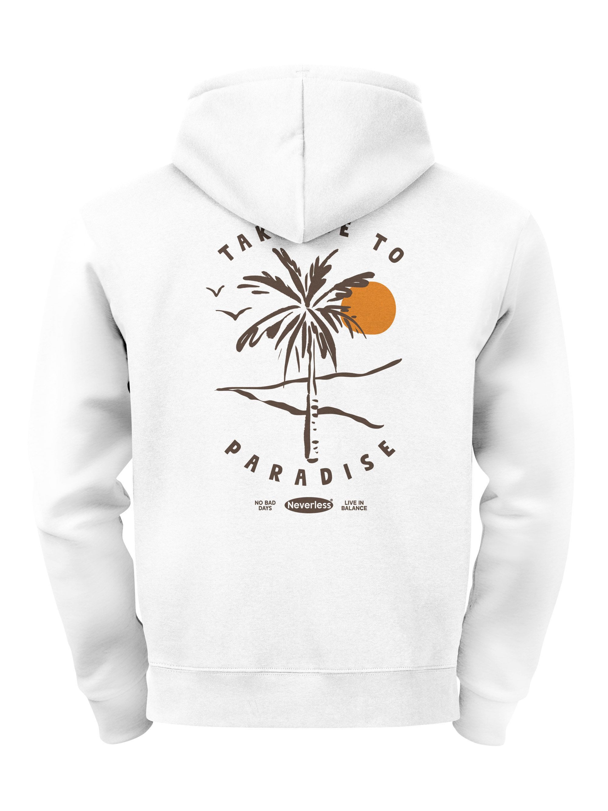 Hoodie Herren Hoodie Backprint Paradise Design Kapuzenpullover mit Palmen