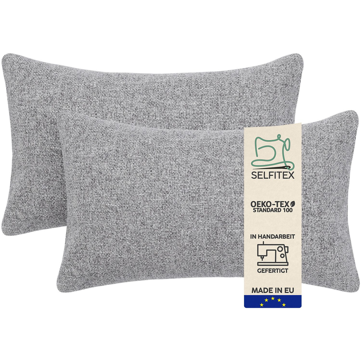 Selfitex Dekokissen 2er Set, 30x50/40x40/40x60/50x50 inkl. Füllkissen, Farben zur Auswahl, robuster Polsterstoffbezug mit weichen Füllkissen