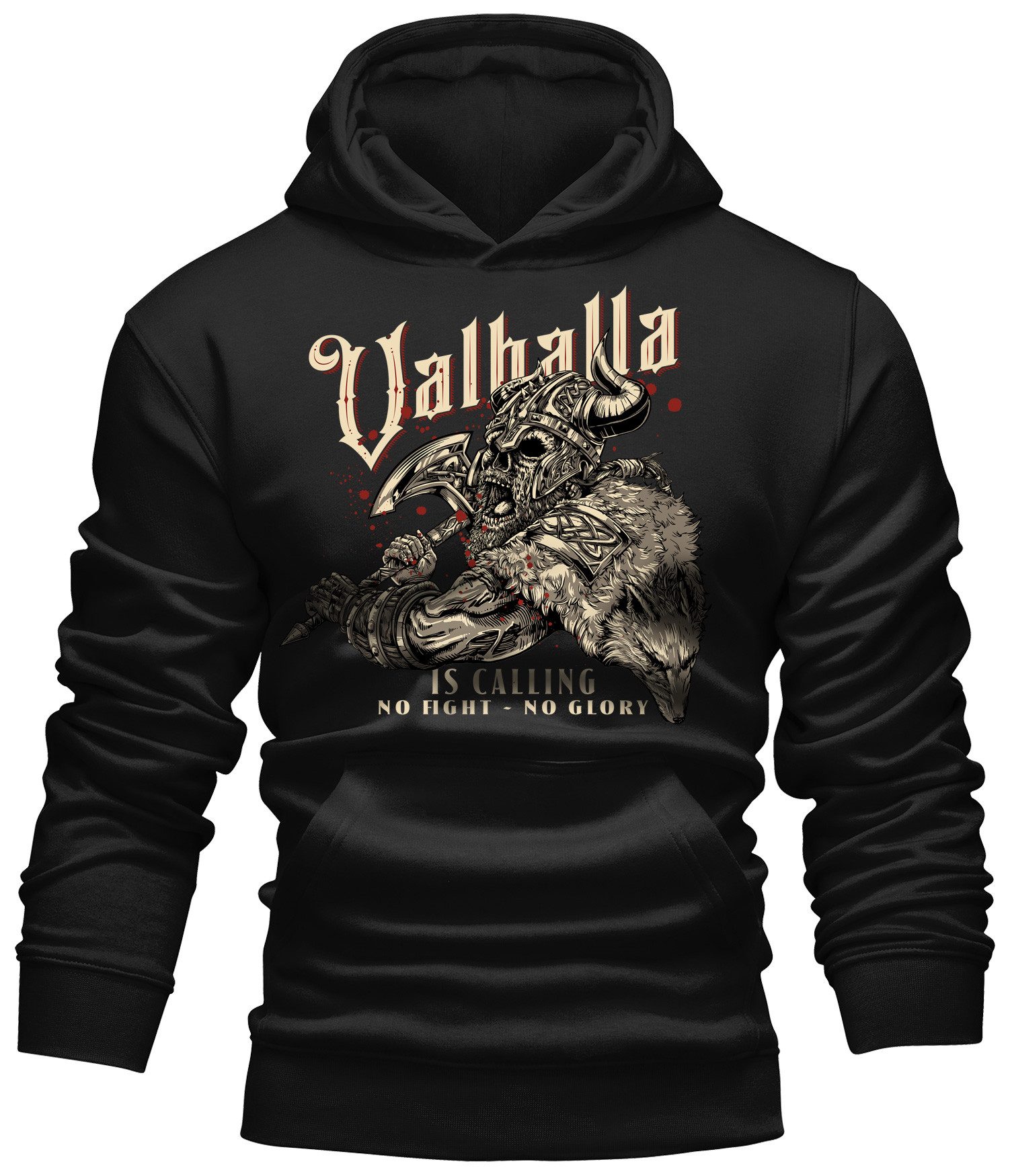 LOBO NEGRO® Kapuzensweatshirt für Wikinger Nordmann Keltic Fans - Valhalla is Calling