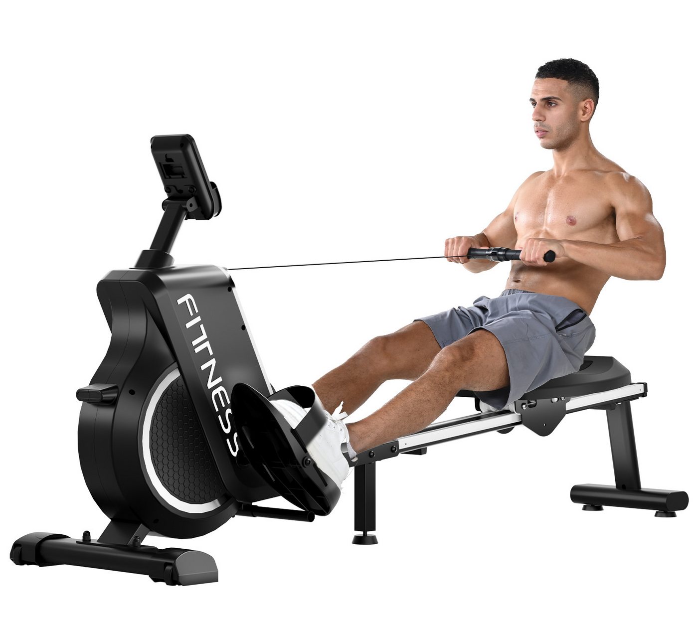 Dskeuzeew Rudergerät Rudergeräte für Zuhause - Magnetisches Rudergerät (für Home Gym Indoor Trainer Ausrüstung), mit 16 Ebenen Widerstandsstufen und LED-Display - bis 150KG