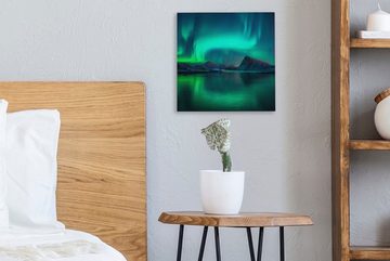 OneMillionCanvasses® Leinwandbild Nordlichter - Berge - Norwegen, (1 St), Leinwand Bilder für Wohnzimmer Schlafzimmer