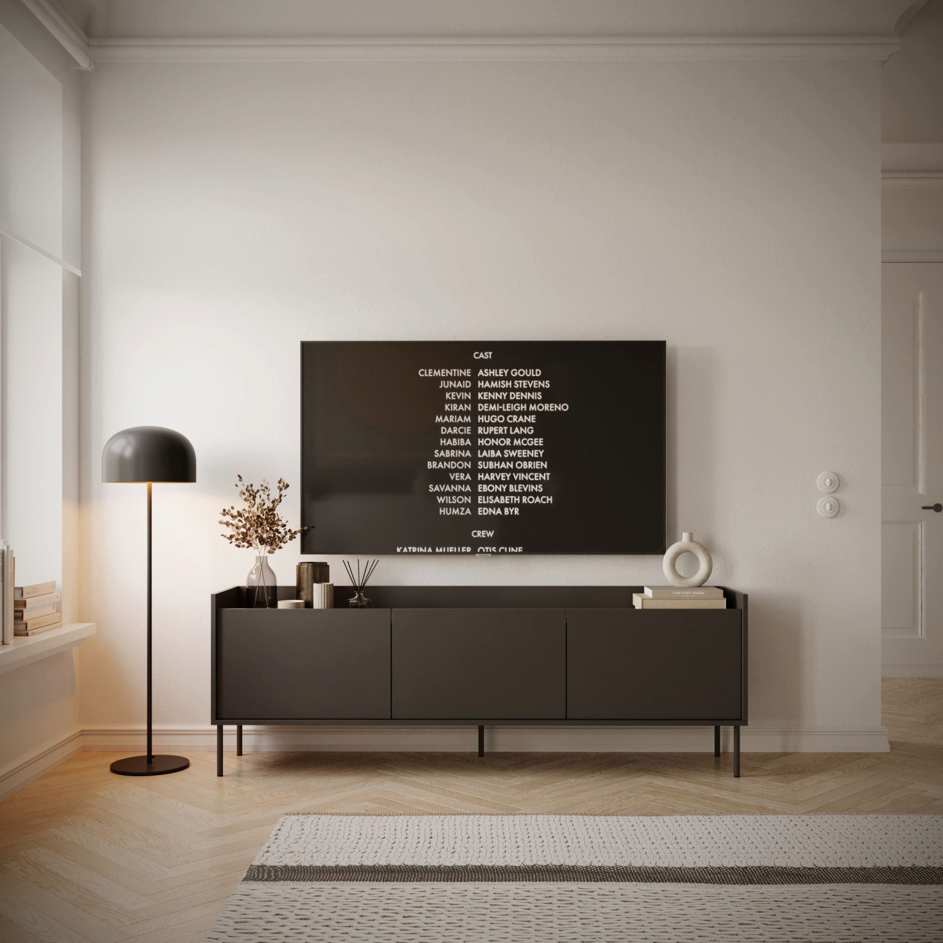 Selsey TV-Schrank TOVI Lowboard mit Stauraum und Metallfüßen, 175 / 140 cm breit