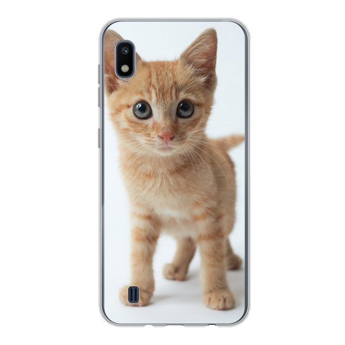 MuchoWow Handyhülle Katze - Rot - Kätzchen - Mädchen - Kinder - Jungen - Kind Handyhülle Samsung Galaxy A10 Smartphone-Bumper Print Handy