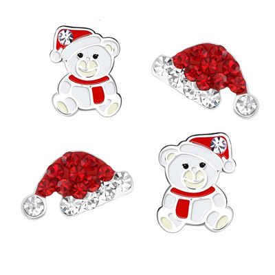 schmuck23 Ohrstecker-Set 2 Paar Ohrringe Nikolaus Weihnachten 925 Silber Kinderohrringe Rentier (Set aus 2 Paar Ohrsteckern, Set), Kinder, Mädchen, Schmuckset, Geschenkset, echt