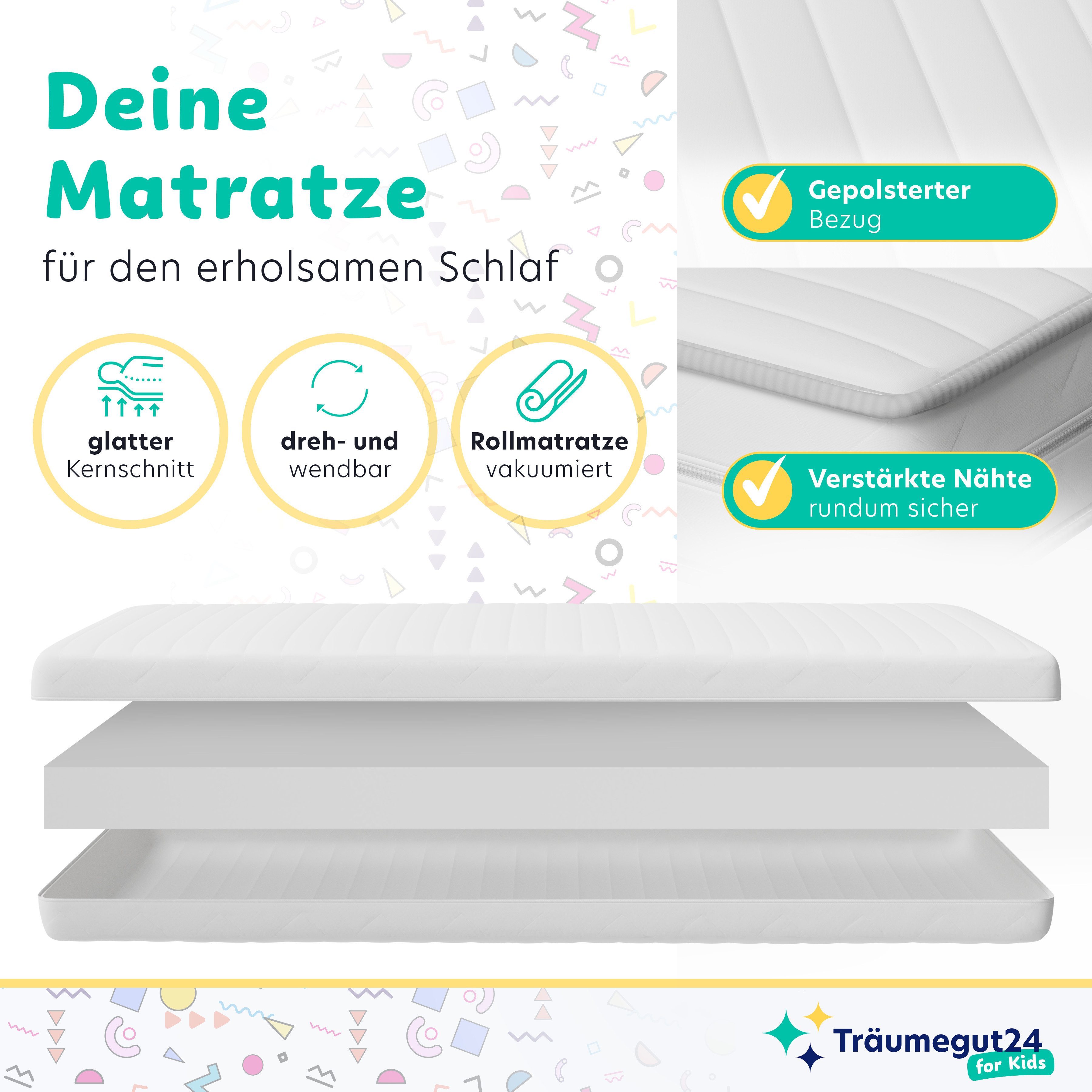 Babymatratze mit zwei Liegeseiten, abnehmbaren & waschbarem Bezug, Träumegut24, 11 cm hoch, 9 cm Kernhöhe, Wendematratze mit atmungsaktiver Klimafaser – Bild 3 von 5