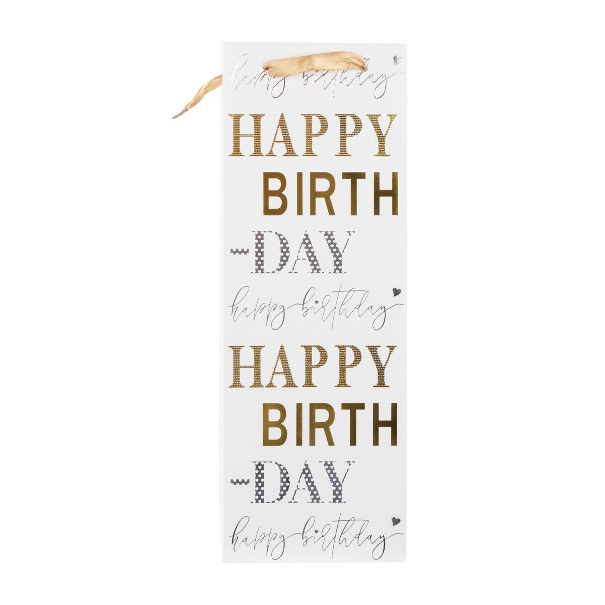 Idena Tragetasche Idena Flaschentasche Happy Birthday weiß 12,5x35x9xcm 210g/m² Heißpräg