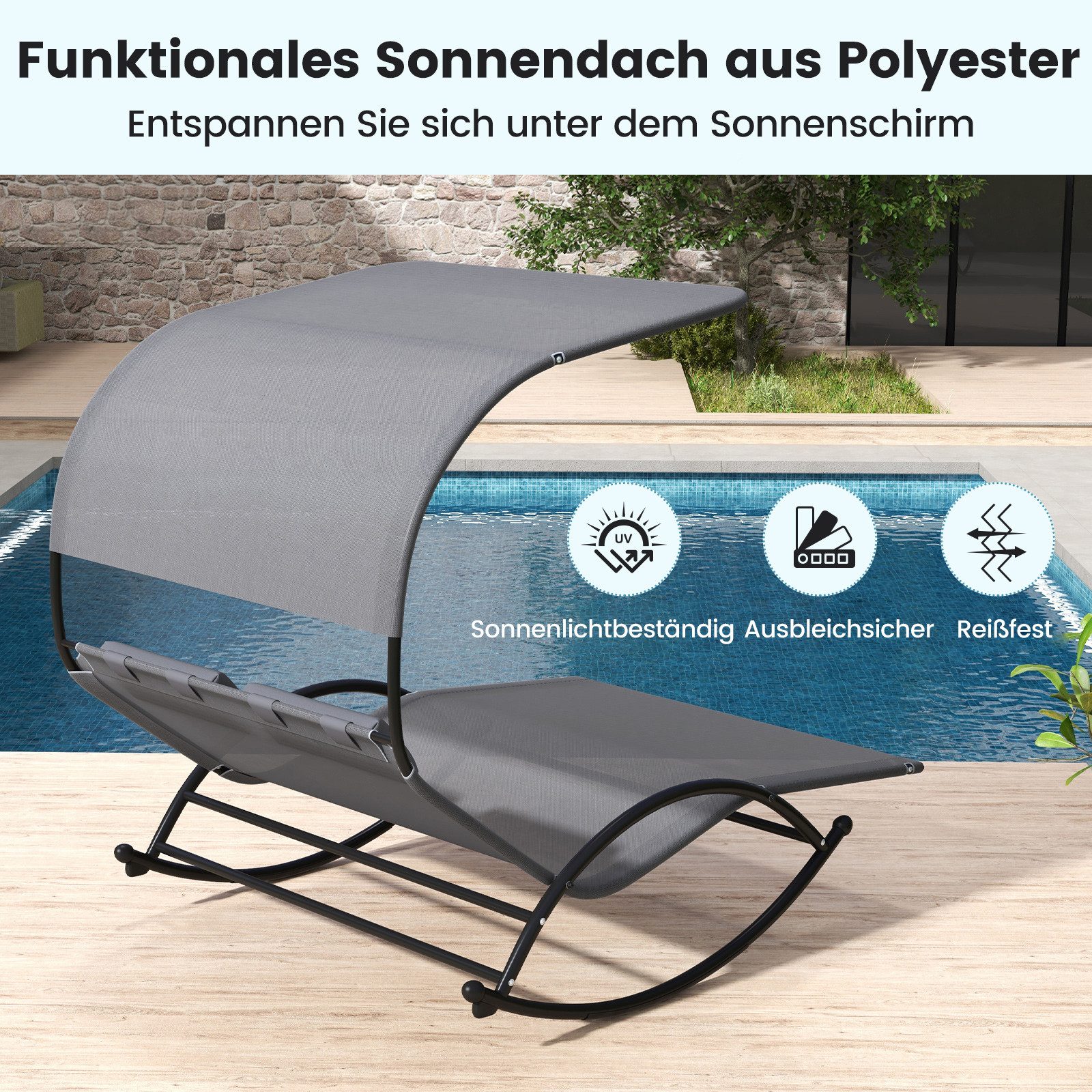 COSTWAY Gartenliege 2 Personen, mit Dach, günstig online kaufen