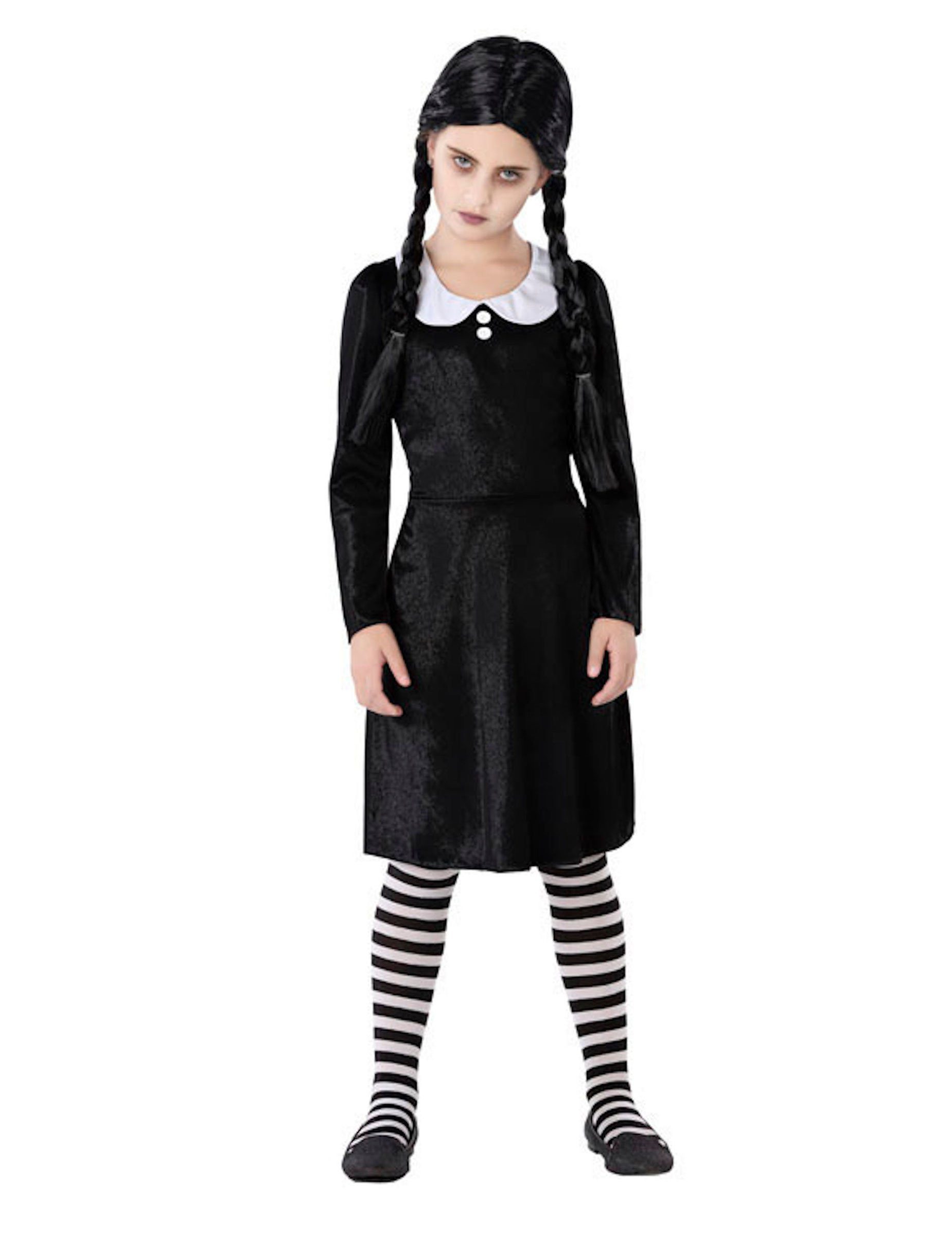 atosa Kostüm Gothic-Mädchenkostüm für Halloween schwarz-weiß
