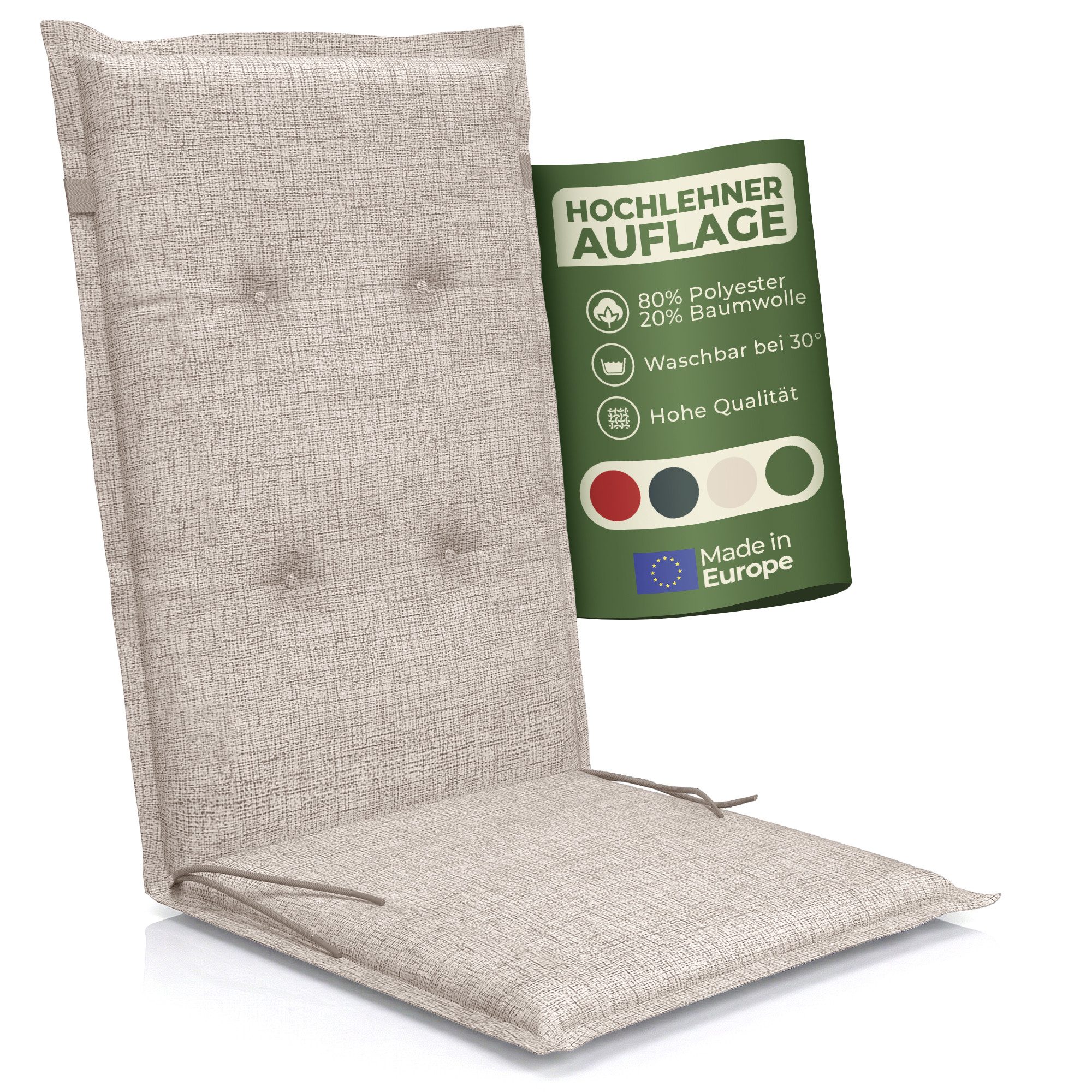 Petsation Hochlehnerauflage Florence Hochlehner Auflage Gartenstuhlauflage mit Schaumstoffpolster, (1 St)