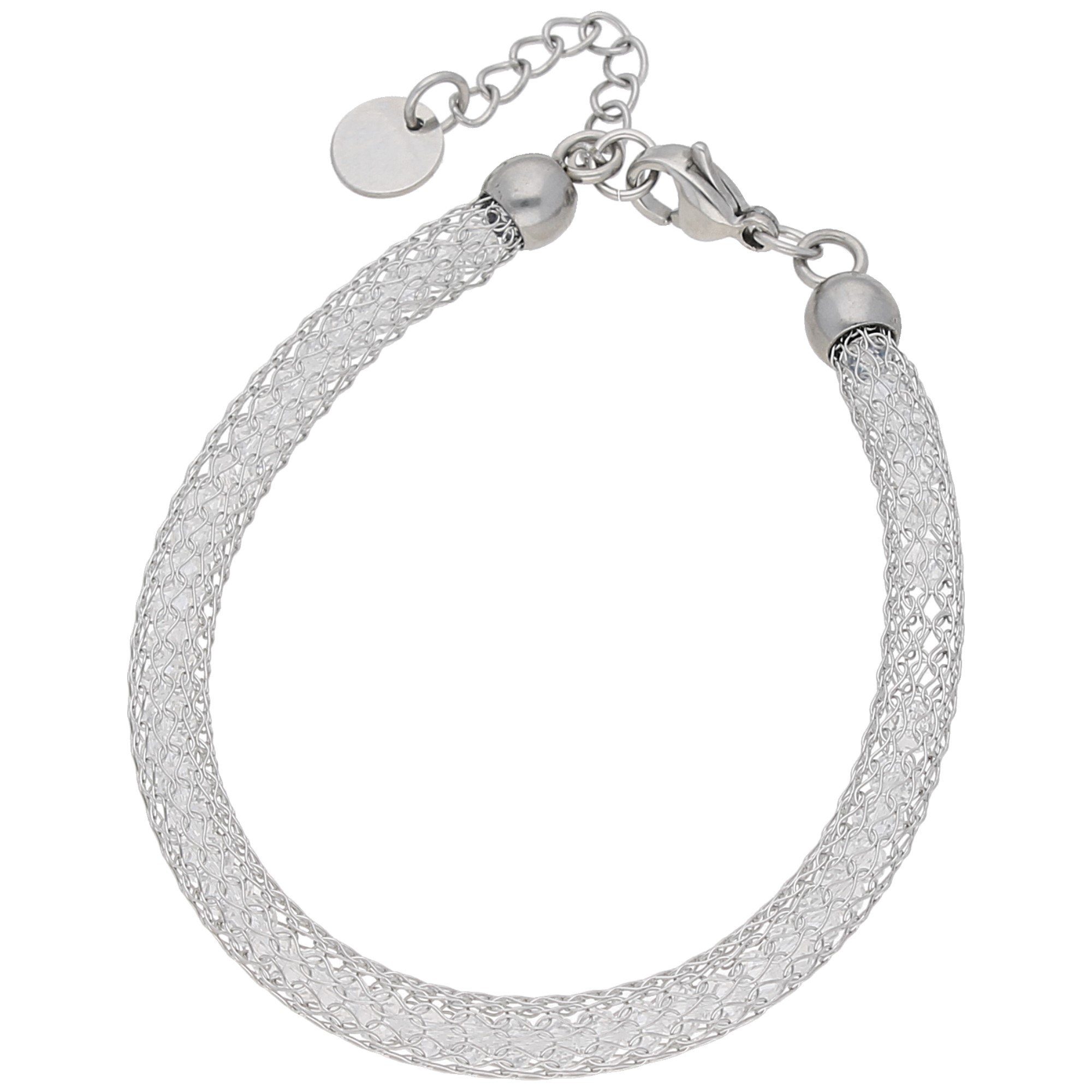 Jacques Charrel Armband in Schlauchform gefüllt mit Kristallen, Edelstahl