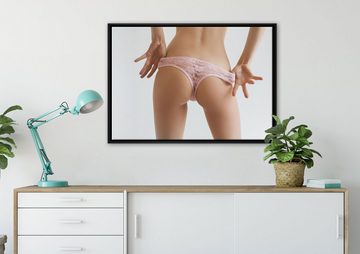 Pixxprint Leinwandbild sexy Frauenpo in Unterwäsche, Wanddekoration (1 St), Leinwandbild fertig bespannt, in einem Schattenfugen-Bilderrahmen gefasst, inkl. Zackenaufhänger