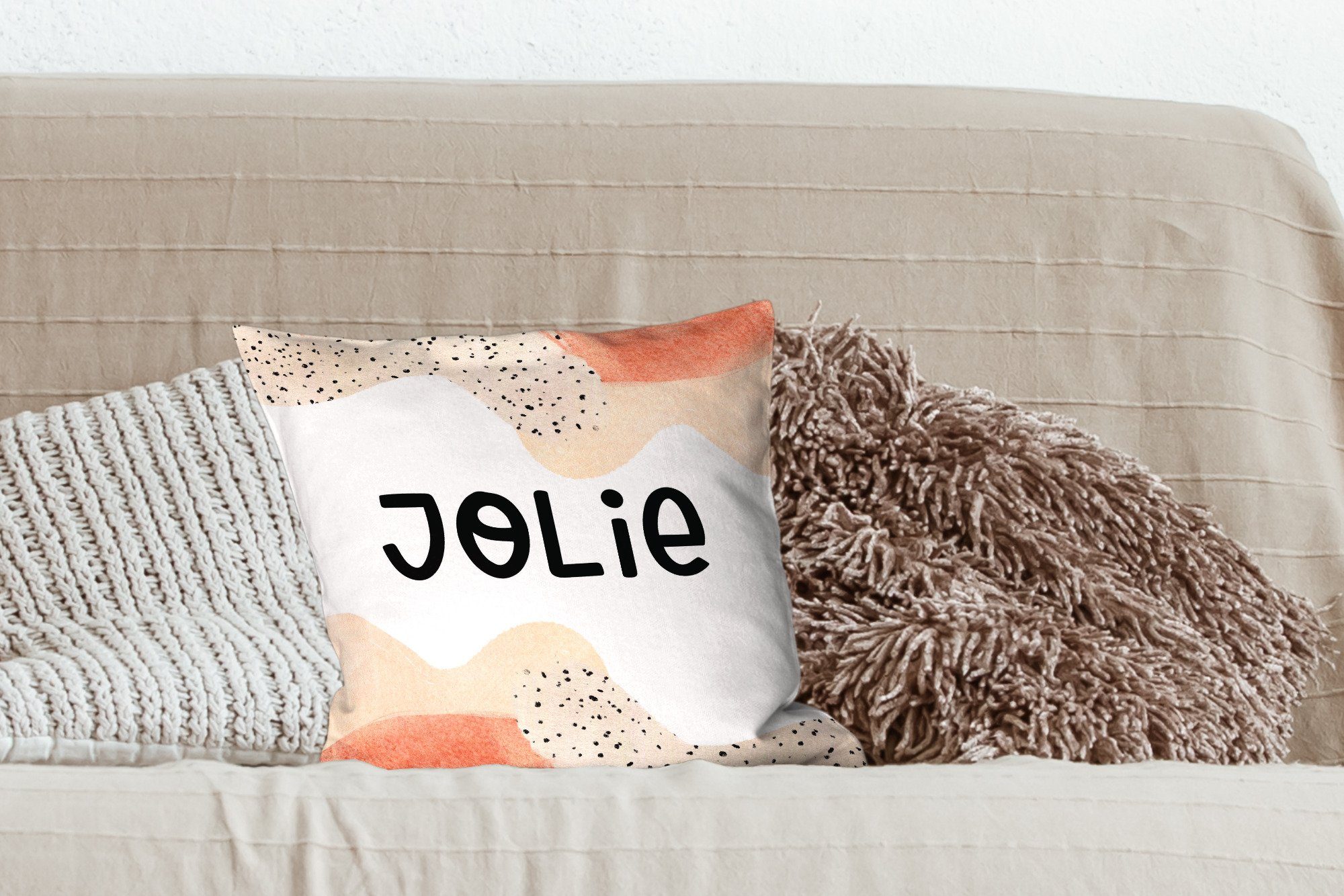 MuchoWow Dekokissen Jolie - Sofakissen Zierkissen Füllung Schlafzimmer, für Wohzimmer, mit - Mädchen, Pastell Deko