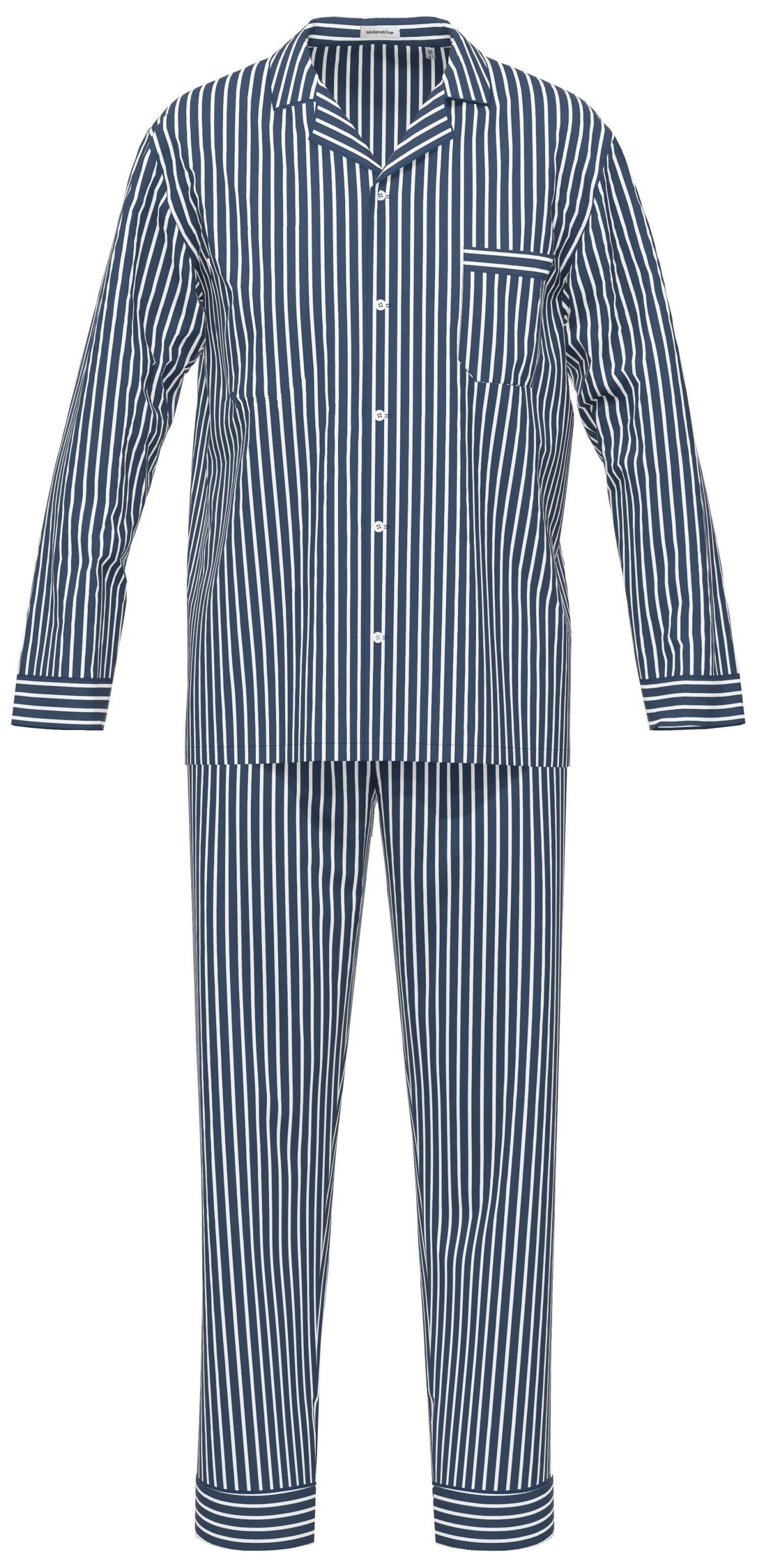 seidensticker Schlafanzug Herren Pyjama lang geknöpft günstig online kaufen