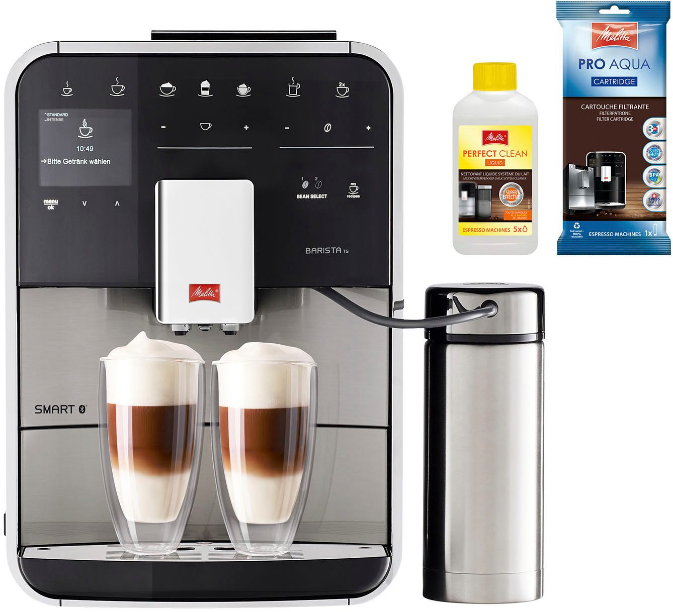 Melitta Kaffeevollautomat Barista TS Smart® F 86/0-100, Edelstahl, Hochwertige Front aus Edelstahl, 21 Kaffeerezepte & 8 Benutzerprofile