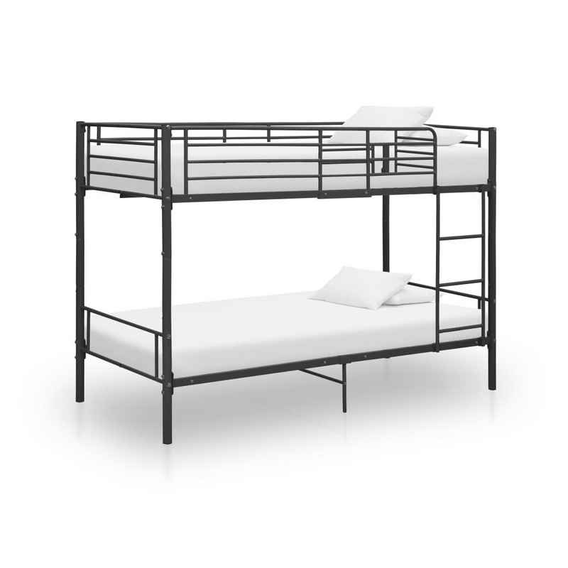 furnicato Bett Etagenbett Schwarz Metall 90×200 cm